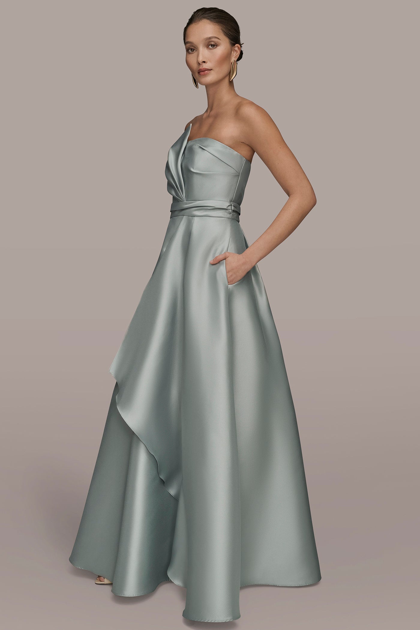 MIKADO SATIN STRAPLESS GOWN VIEW 3 | Dresses & Jumpsuits