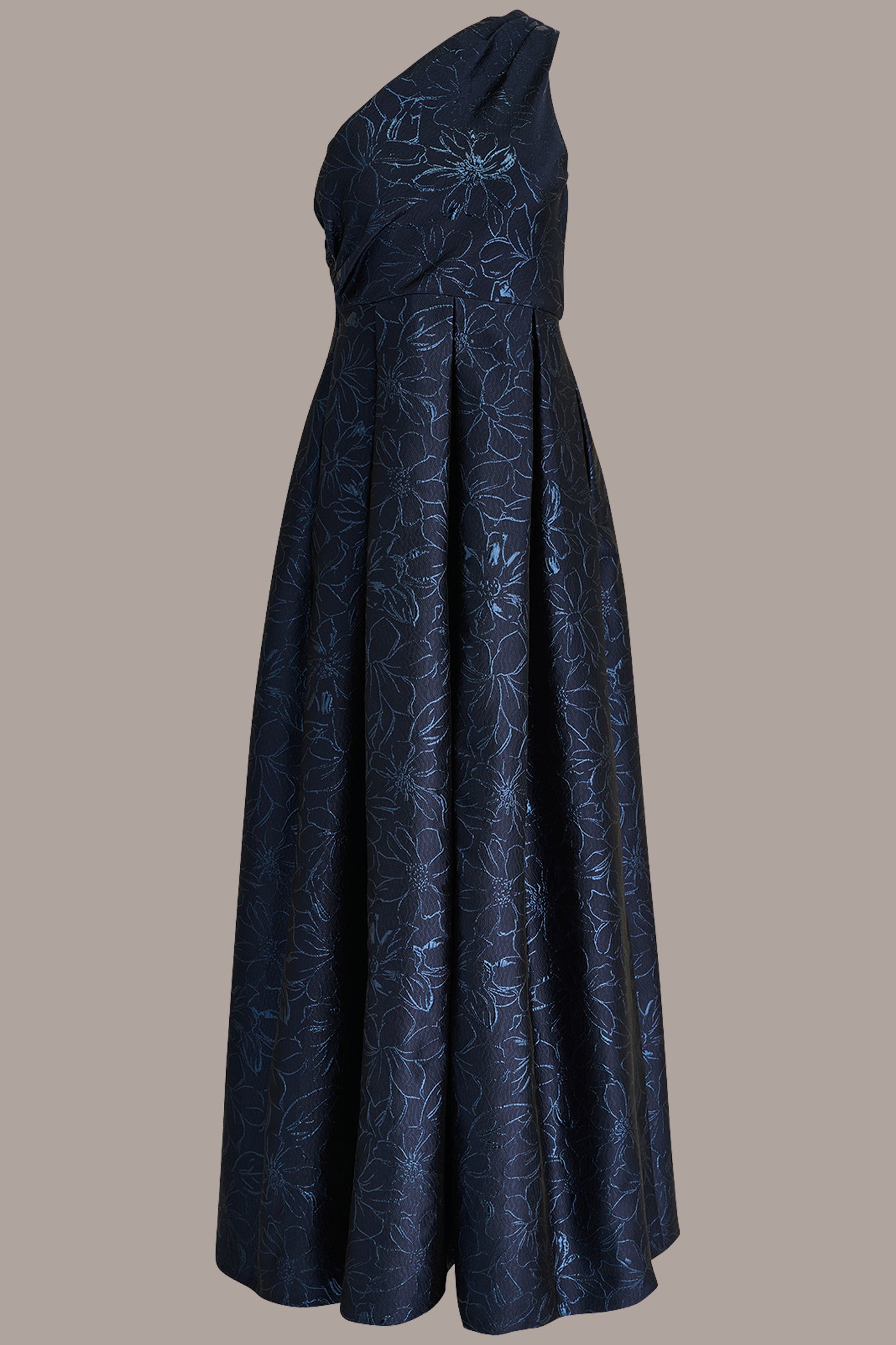 METALLIC FLORAL-JACQUARD ONE-SHOULDER BALL GOWN VIEW 7 | Event Dressing