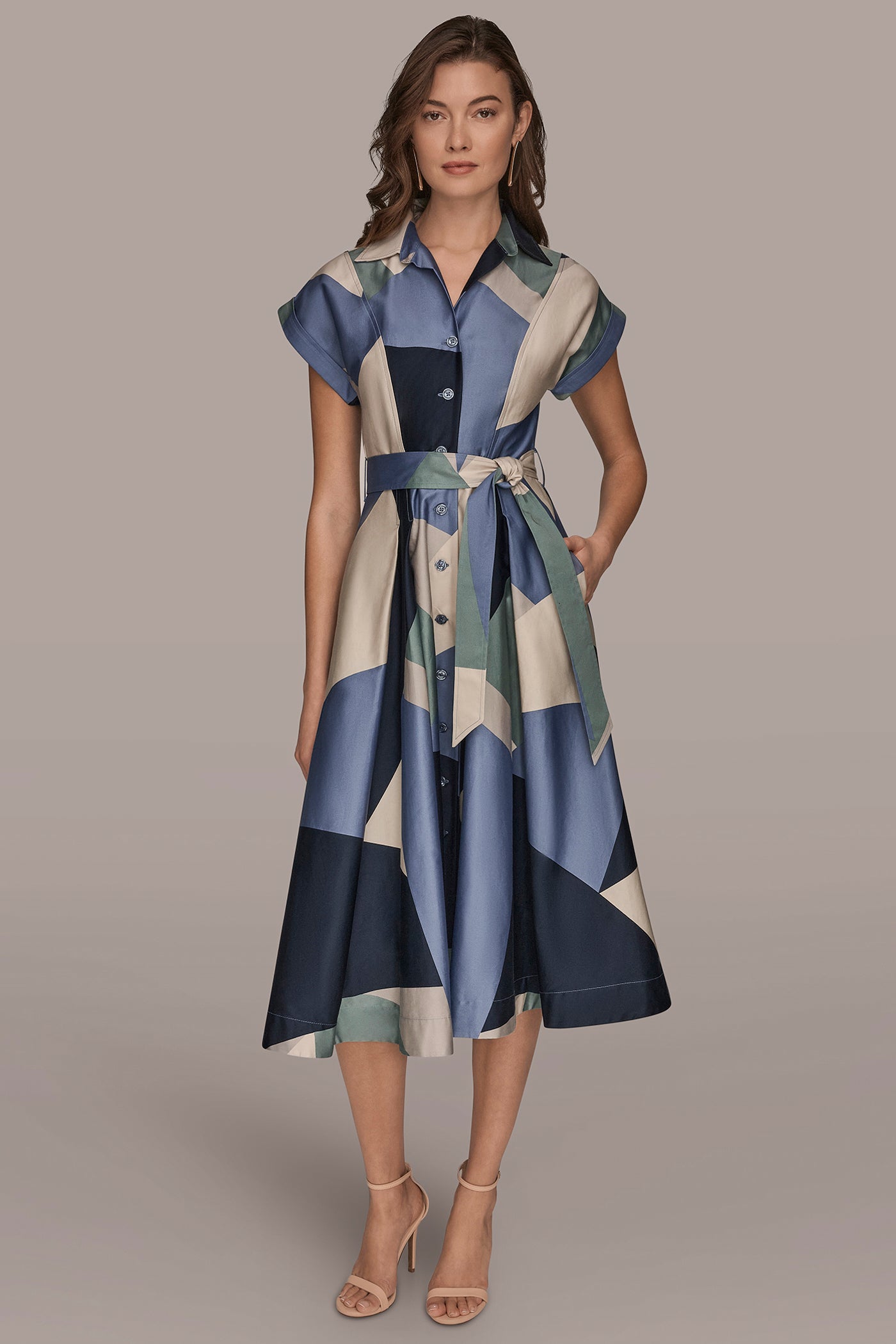COTTON PRINTED MIDI SHIRT DRESS | View 1 | Dresses & Jumpsuits