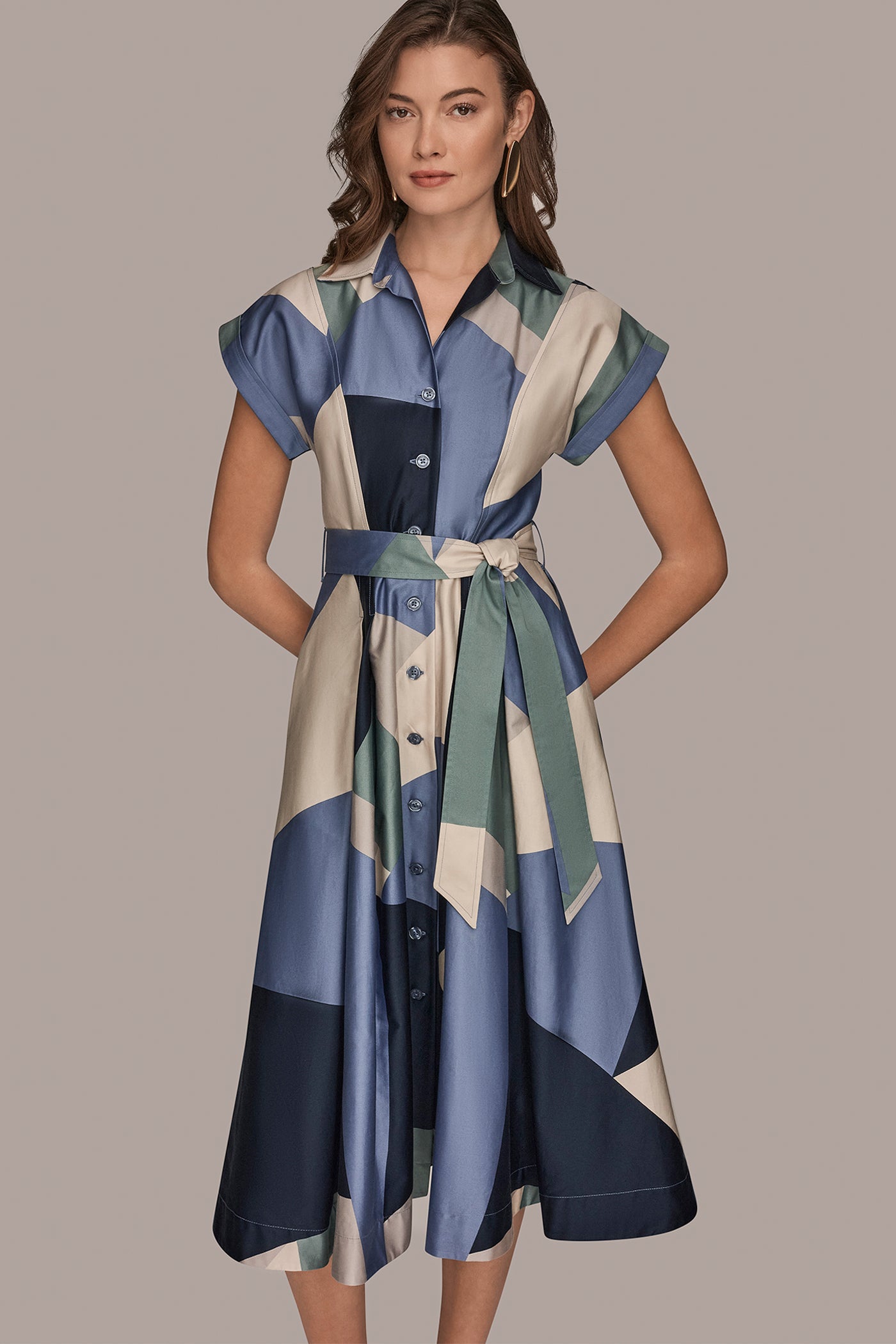 printed cotton shirt dress Button Down Shirt Dress