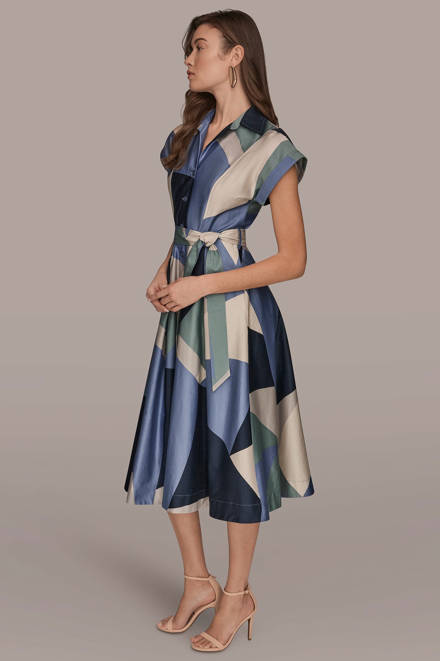 COTTON PRINTED MIDI SHIRT DRESS VIEW 3 | Dresses & Jumpsuits