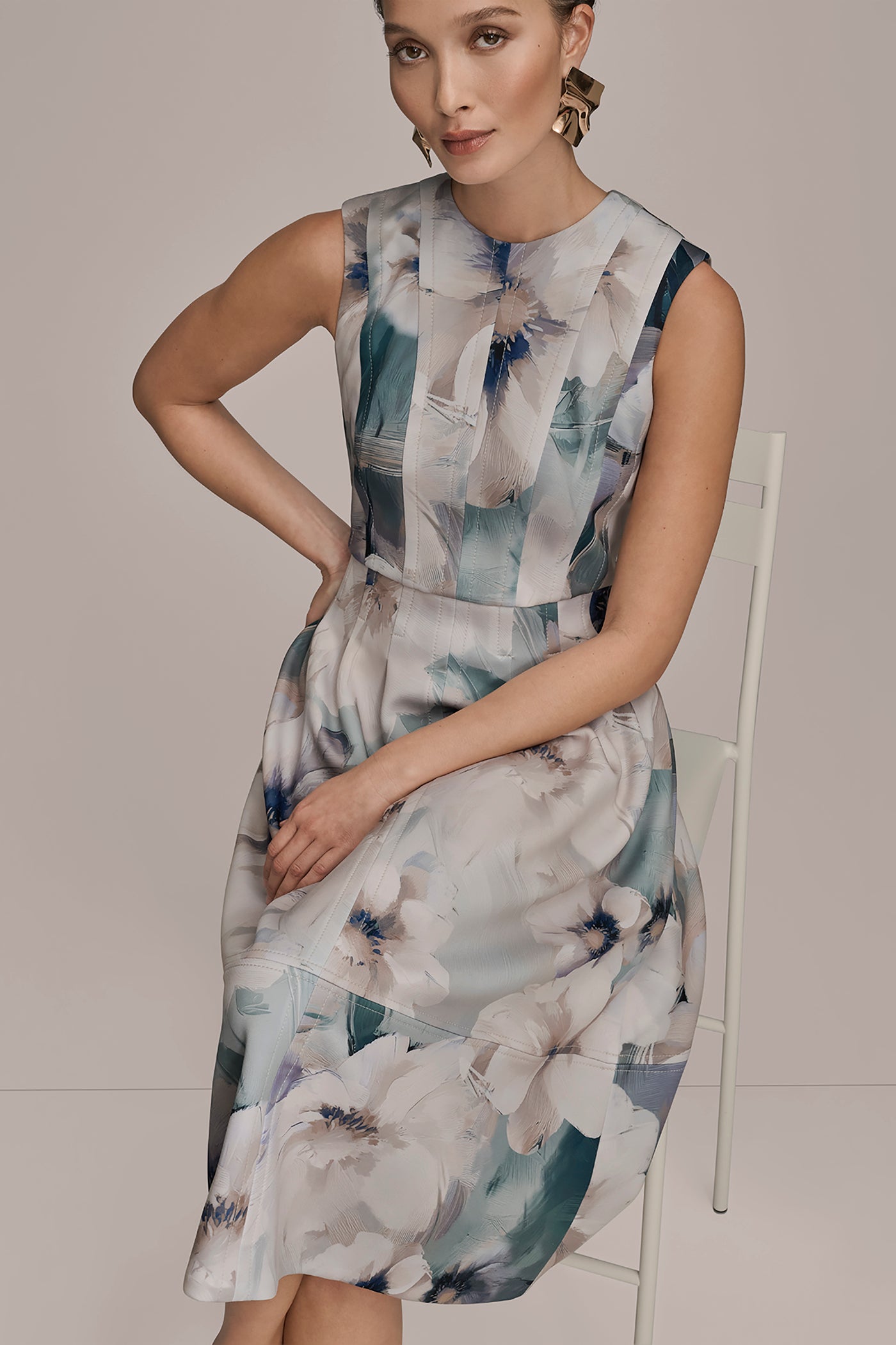 FLORAL SLEEVELESS MIDI DRESS VIEW 10 | Cocktail & Party