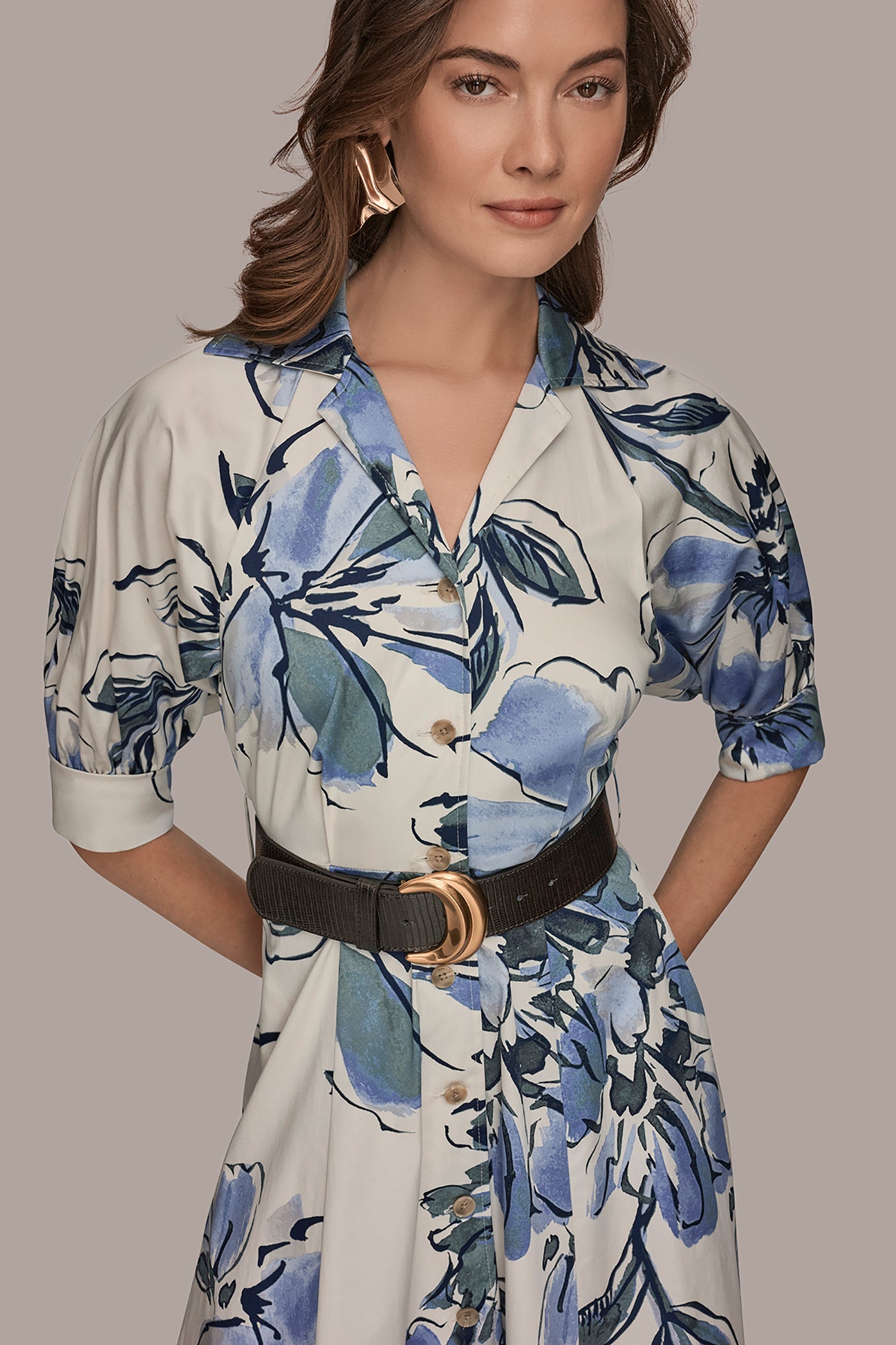 COTTON FLORAL MIDI SHIRT DRESS VIEW 4 | Dresses & Jumpsuits