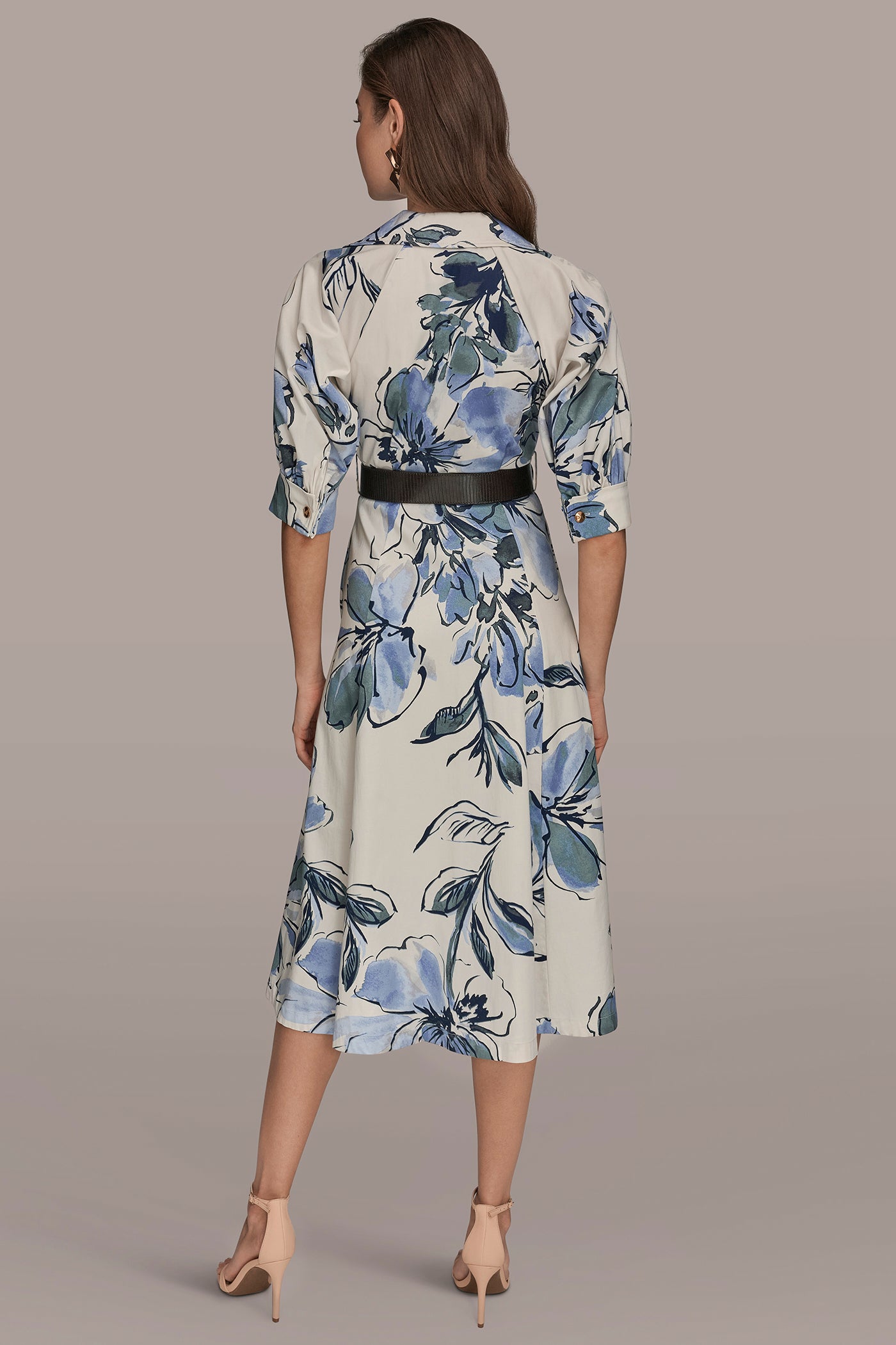 COTTON FLORAL MIDI SHIRT DRESS | View 2 | Dresses & Jumpsuits