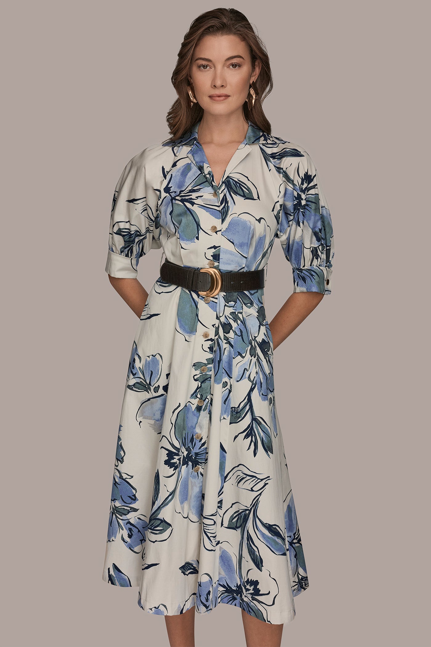 COTTON FLORAL MIDI SHIRT DRESS VIEW 6 | Dresses & Jumpsuits