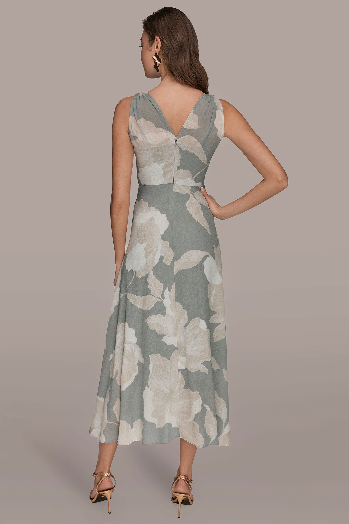CHIFFON FLORAL WRAP-EFFECT MIDI DRESS | View 2 | Dresses & Jumpsuits