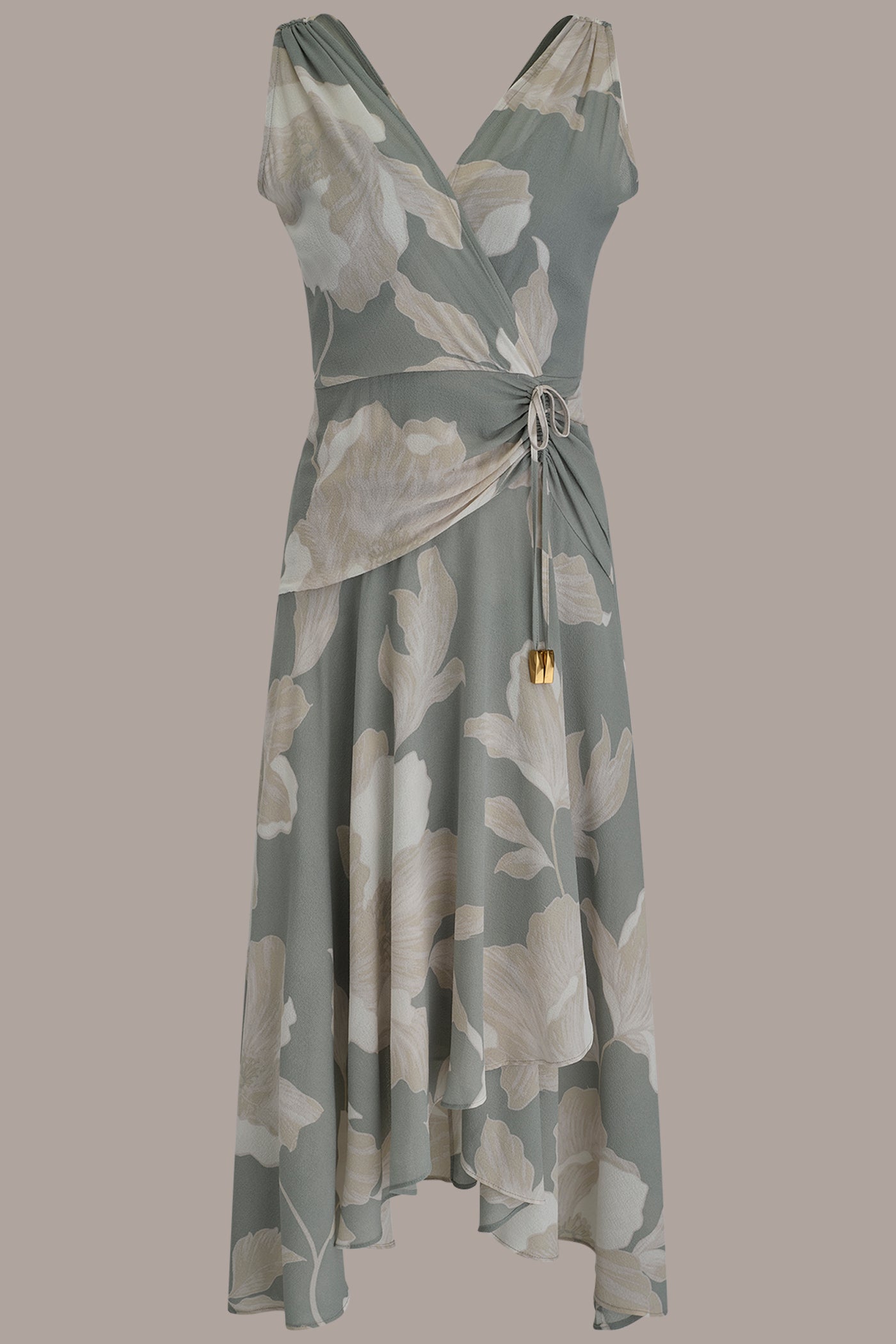 CHIFFON FLORAL WRAP-EFFECT MIDI DRESS VIEW 6 | Dresses & Jumpsuits