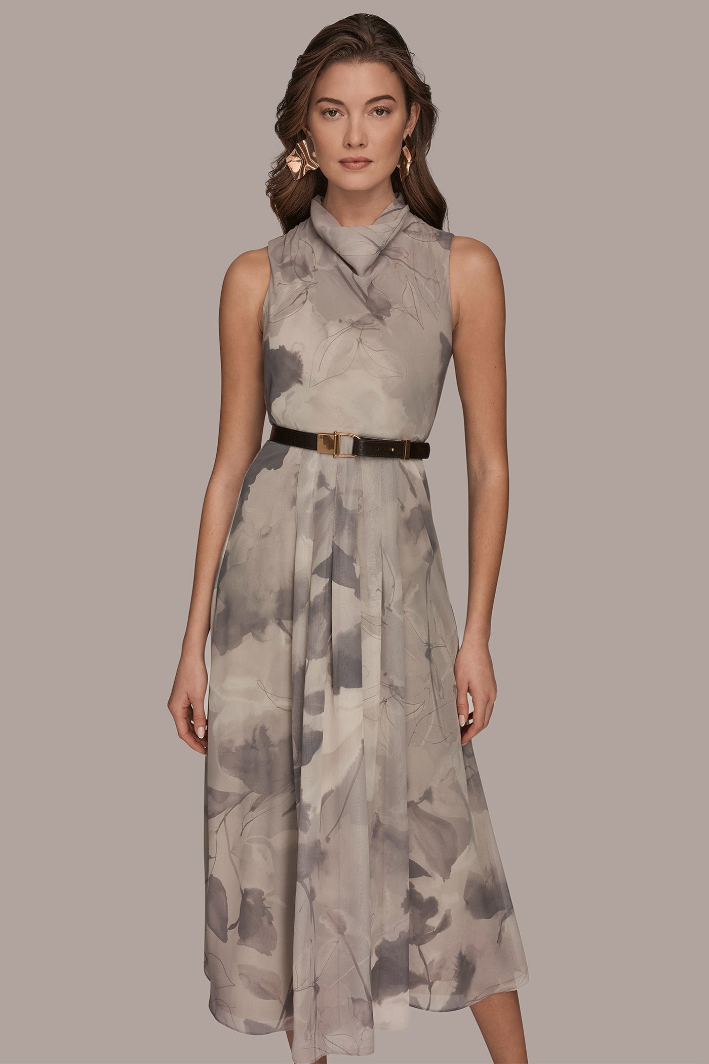 SLEEVELESS BELTED COWL NECK MAXI VIEW 7 | Dresses & Jumpsuits