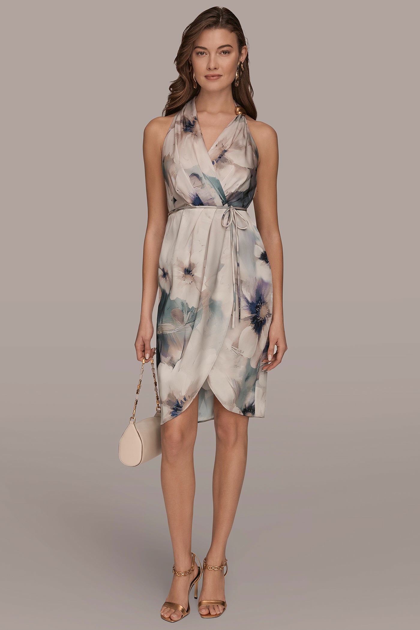 FLORAL SLEEVELESS WRAP-EFFECT MIDI DRESS | View 1 | Dresses & Jumpsuits