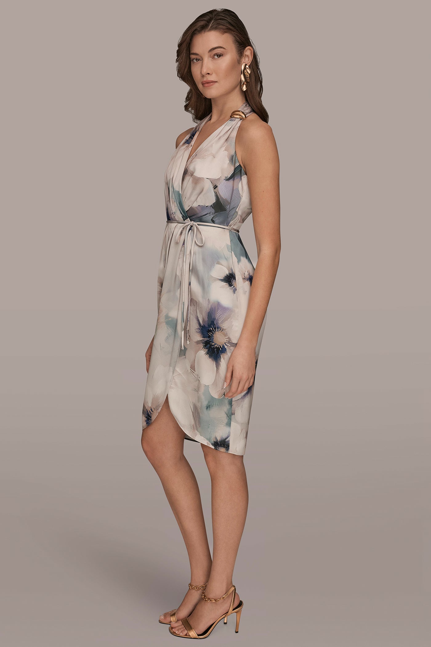FLORAL SLEEVELESS WRAP-EFFECT MIDI DRESS VIEW 3 | Dresses & Jumpsuits