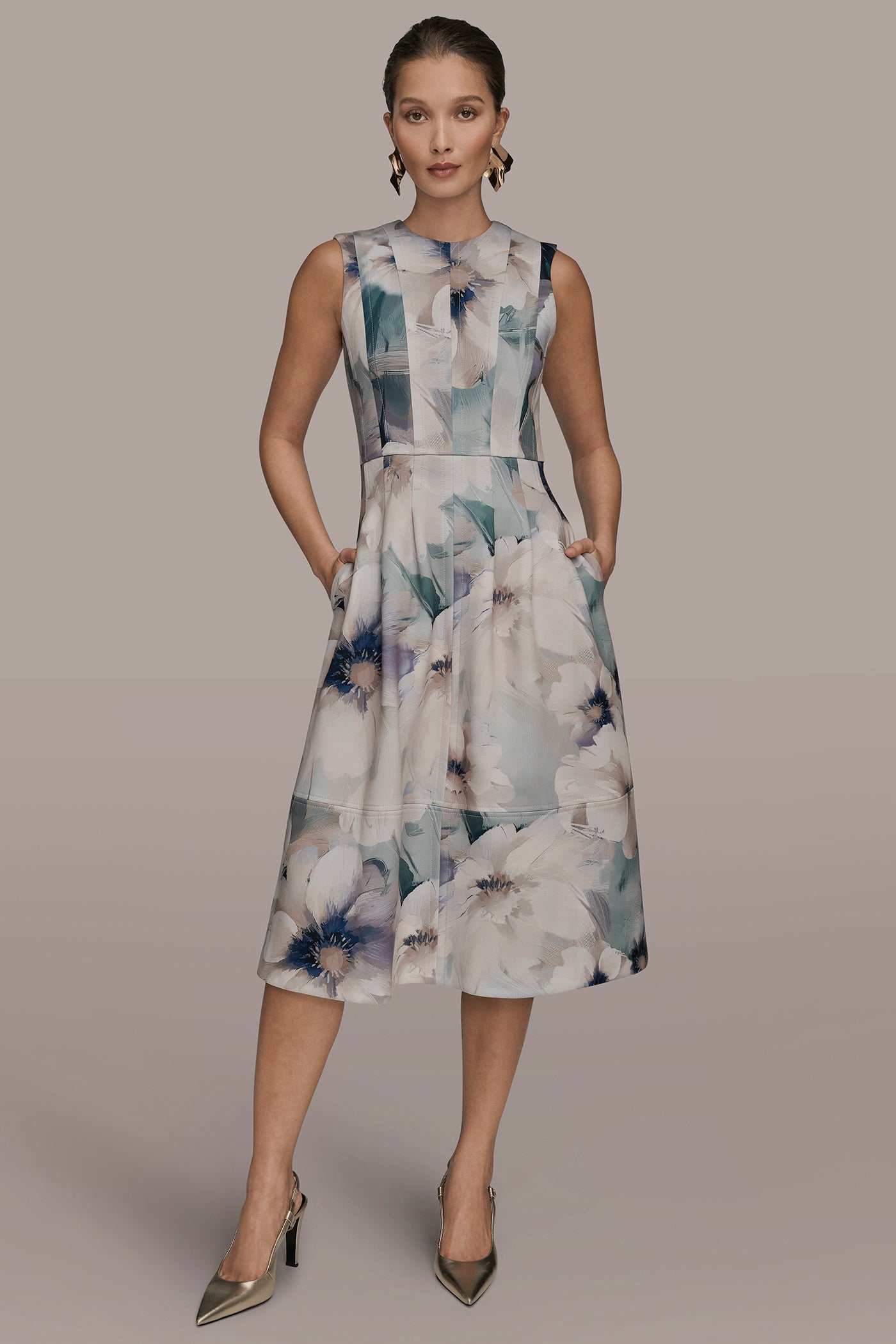 FLORAL SLEEVELESS MIDI DRESS VIEW 7 | Cocktail & Party