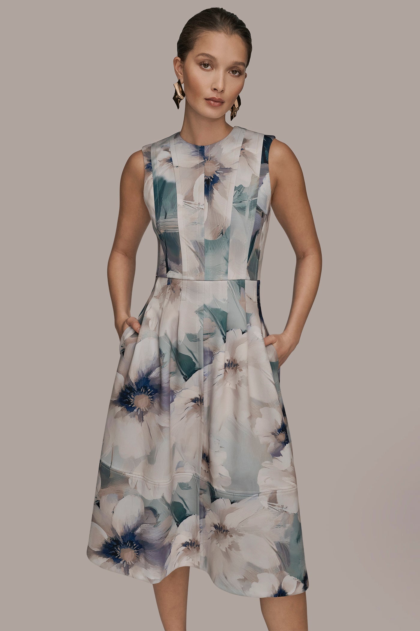 FLORAL SLEEVELESS MIDI DRESS VIEW 5 | Cocktail & Party