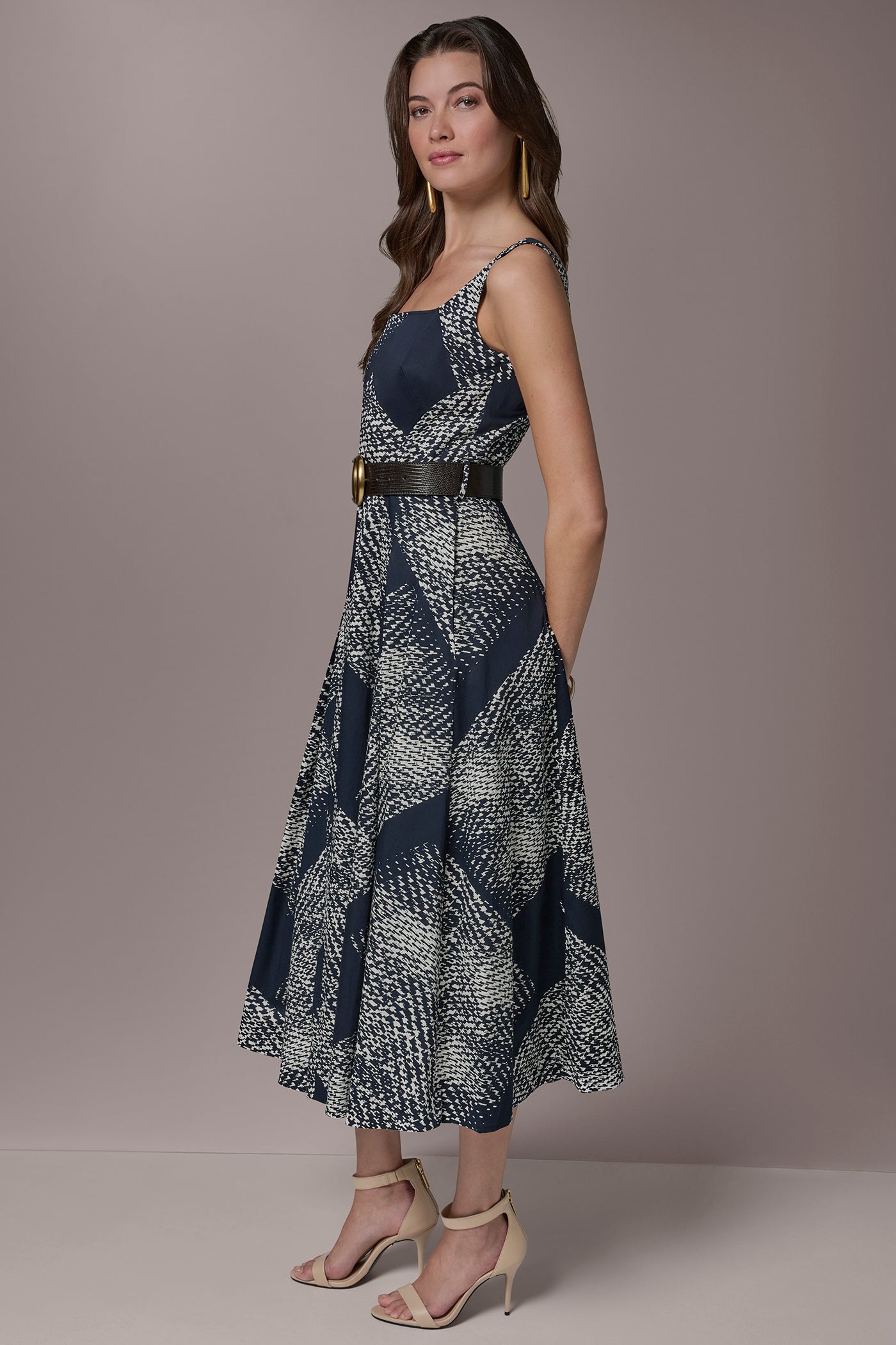 STRETCH-COTTON SLEEVELESS PRINTED MIDI DRESS VIEW 3 | New Dresses