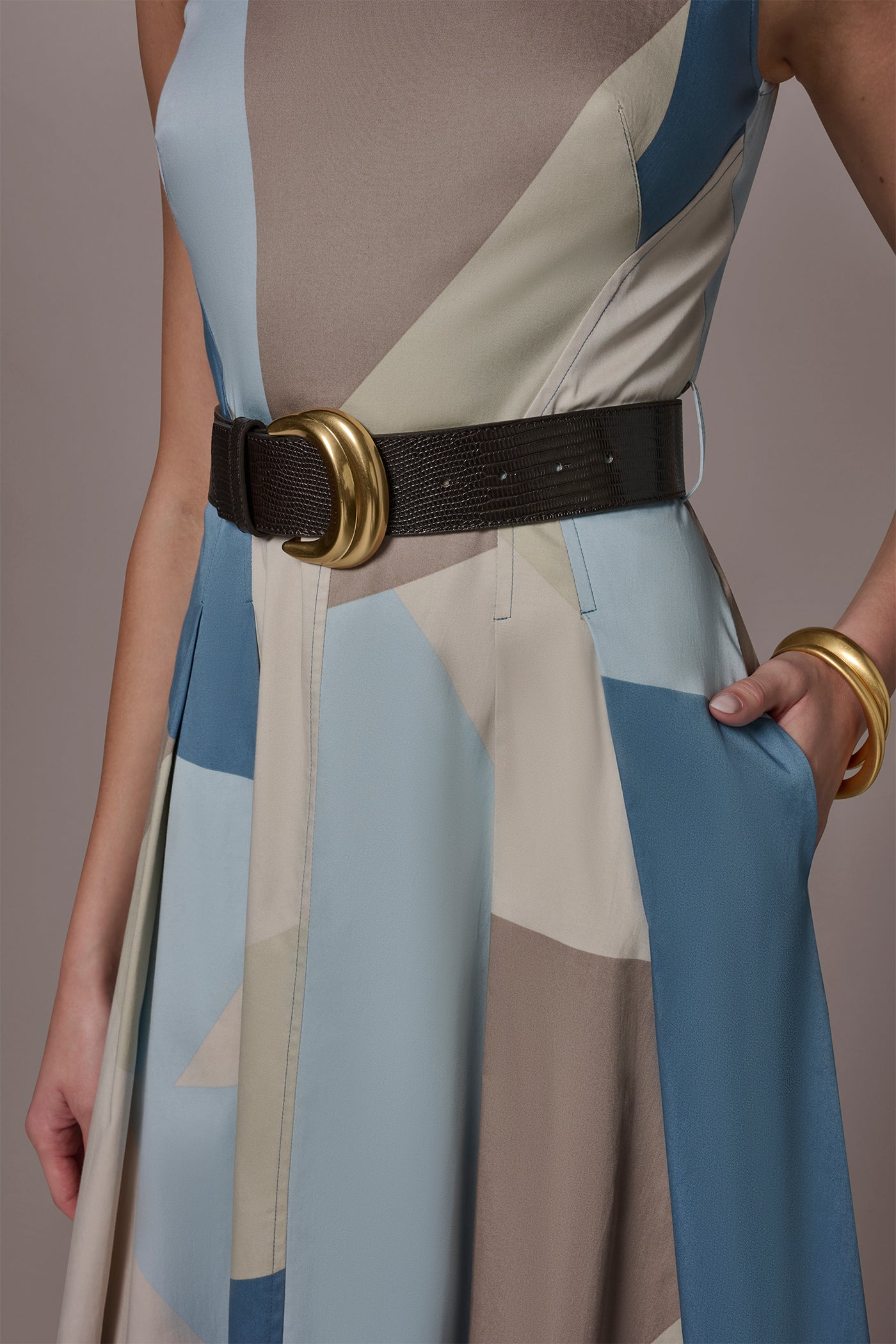 STRETCH-COTTON SLEEVELESS PRINTED MIDI DRESS VIEW 6 | New Dresses