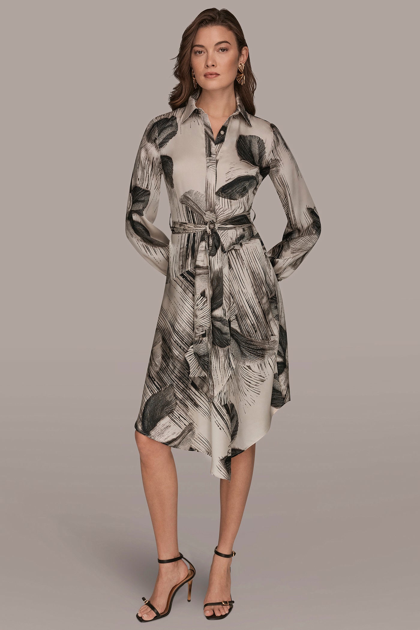 Floral Asymmetric Midi A Line Shirt Dress | Shirt Dress