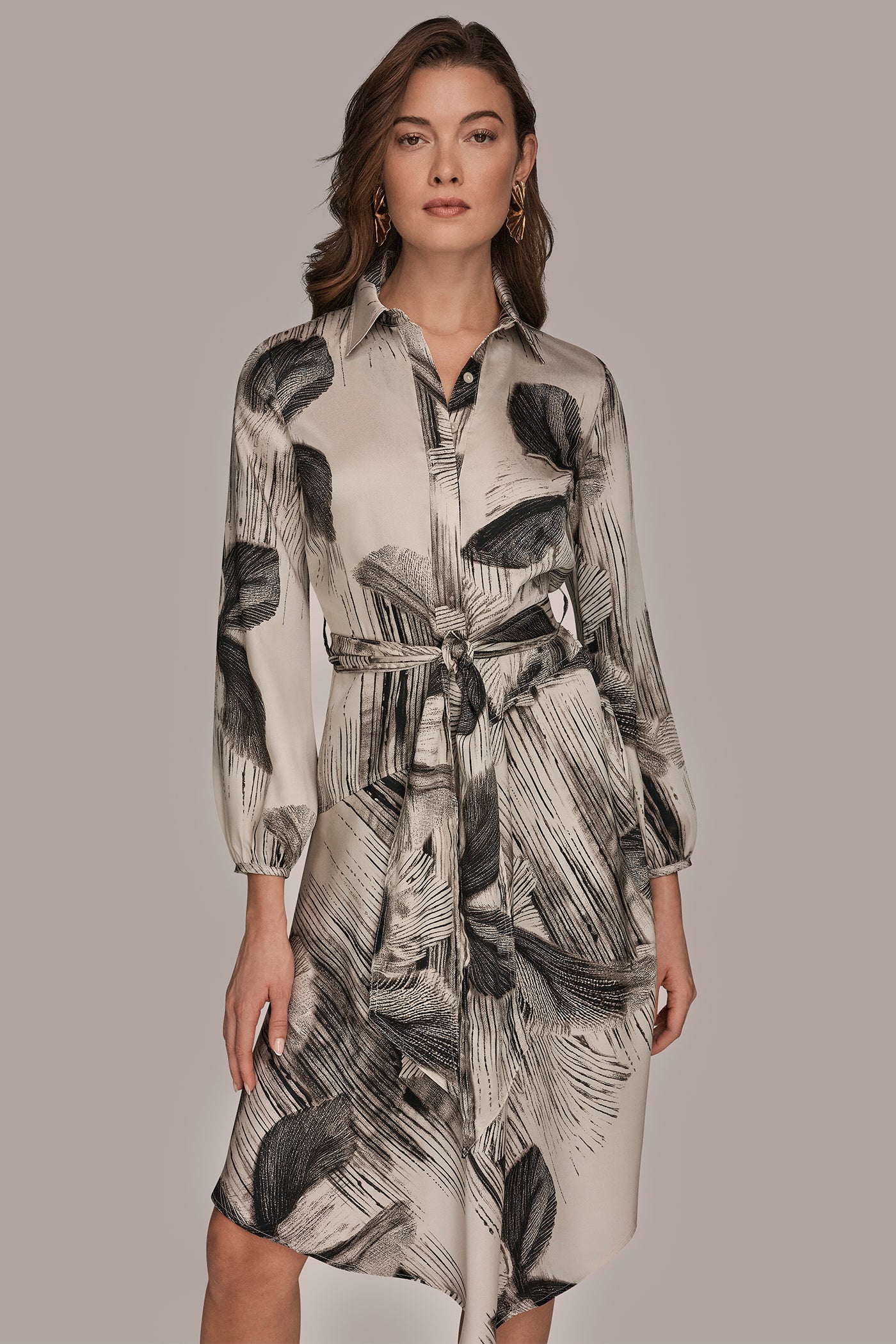 donna karan shirt dress Women's Satin Midi in Weathered Sage Green, Size 6 Button front placket closure NWT DKNY Donna Karan Cotton