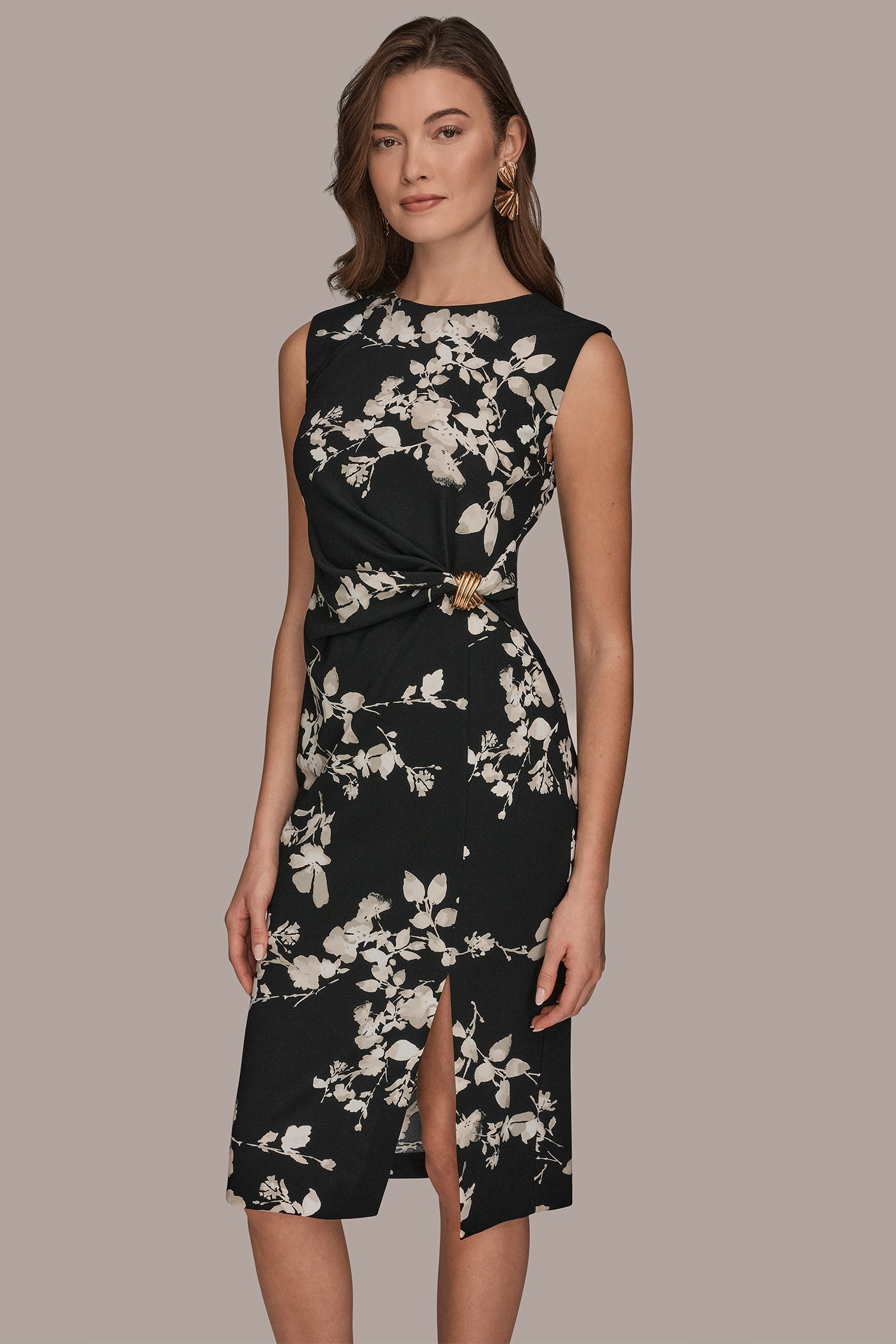 FLORAL SIDE ROUCHED MIDI SHEATH VIEW 7 | Dresses & Jumpsuits