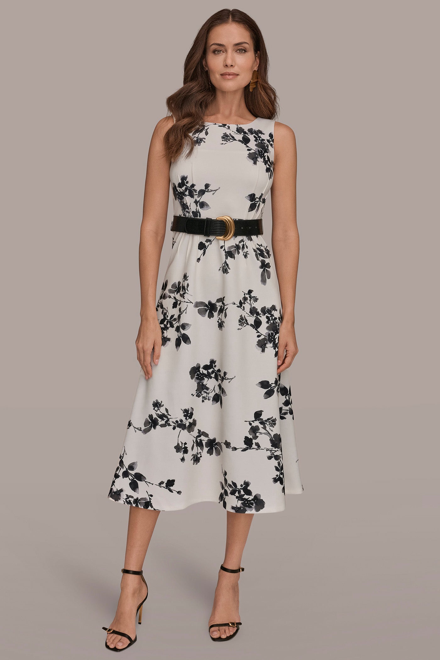 Sleeveless Floral A Line Dress | A-Line Dress | Donna Karan Sleeveless Floral A Line Dress | A-Line Dress | Donna Karan