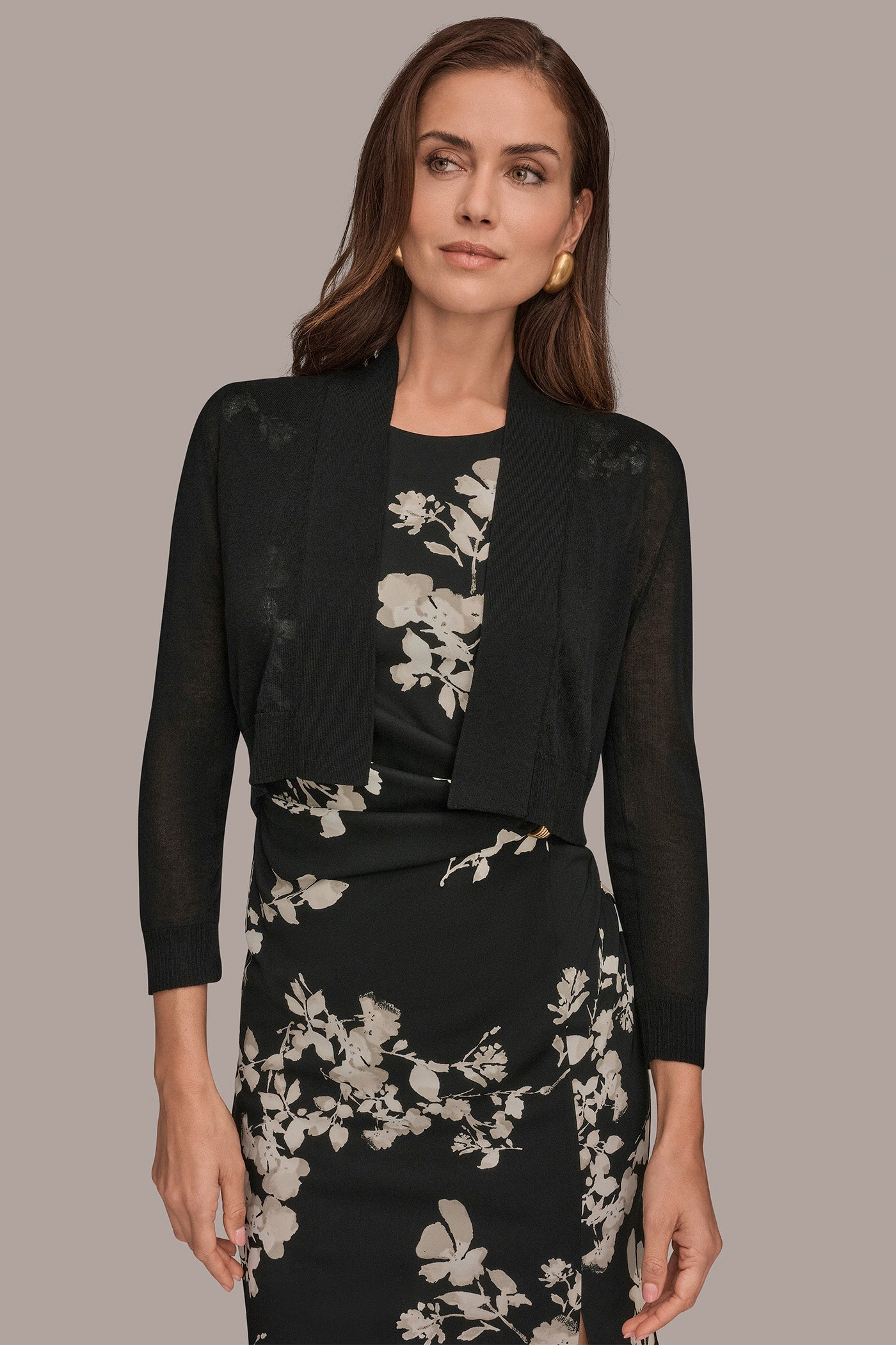 LONG SLEEVE CROPPED SHRUG | View 1 | Sweaters