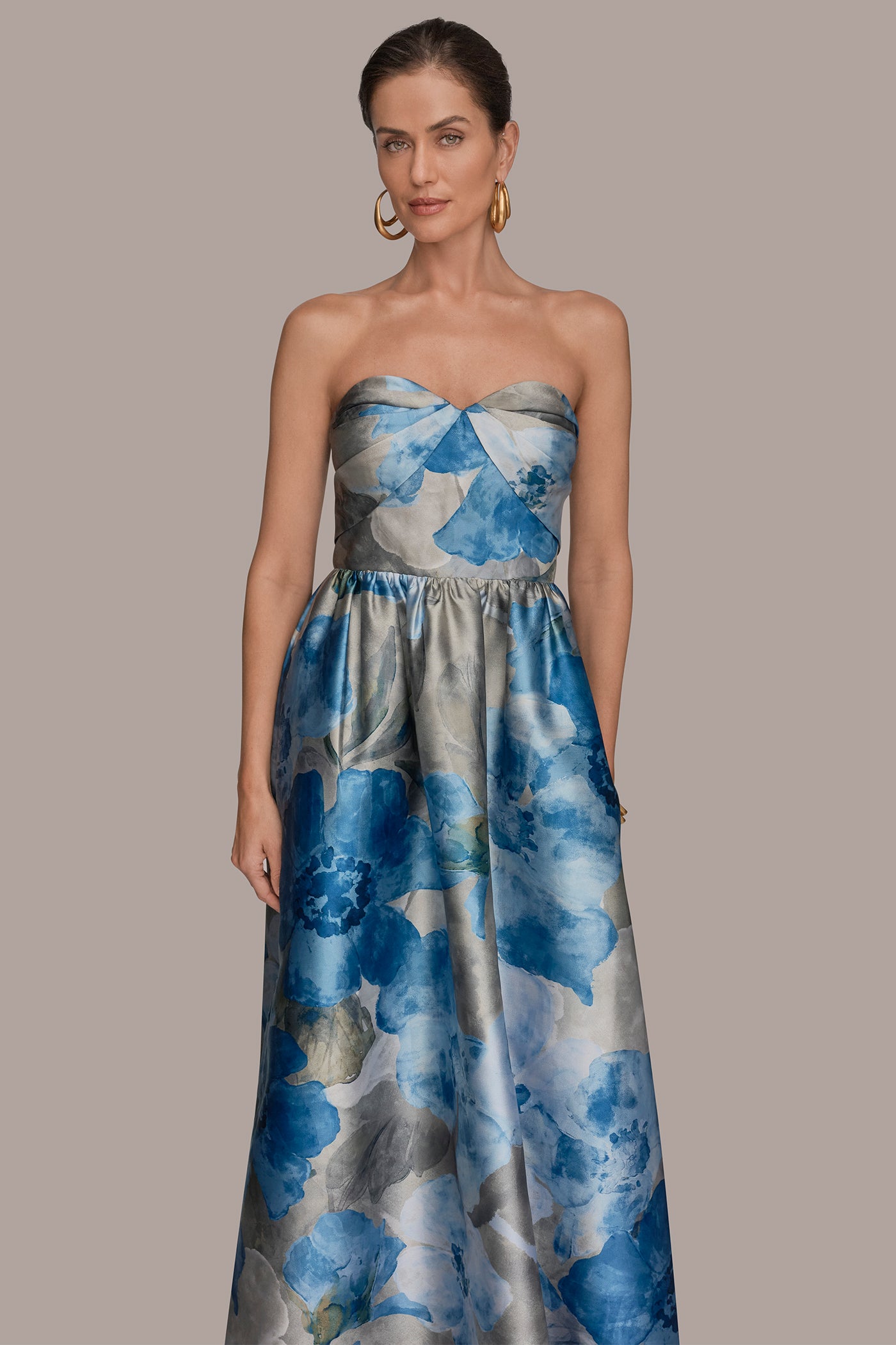 MIKADO FLORAL STRAPLESS SWEETHEART BALL GOWN VIEW 7 | Event Dresses