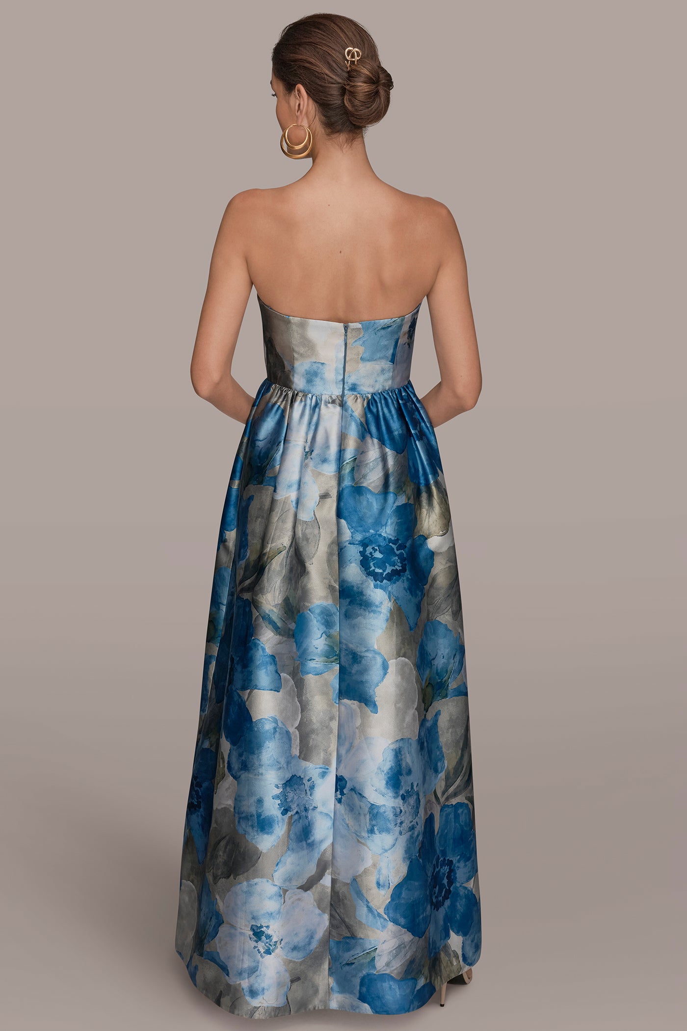 MIKADO FLORAL STRAPLESS SWEETHEART BALL GOWN VIEW 4 | Event Dresses