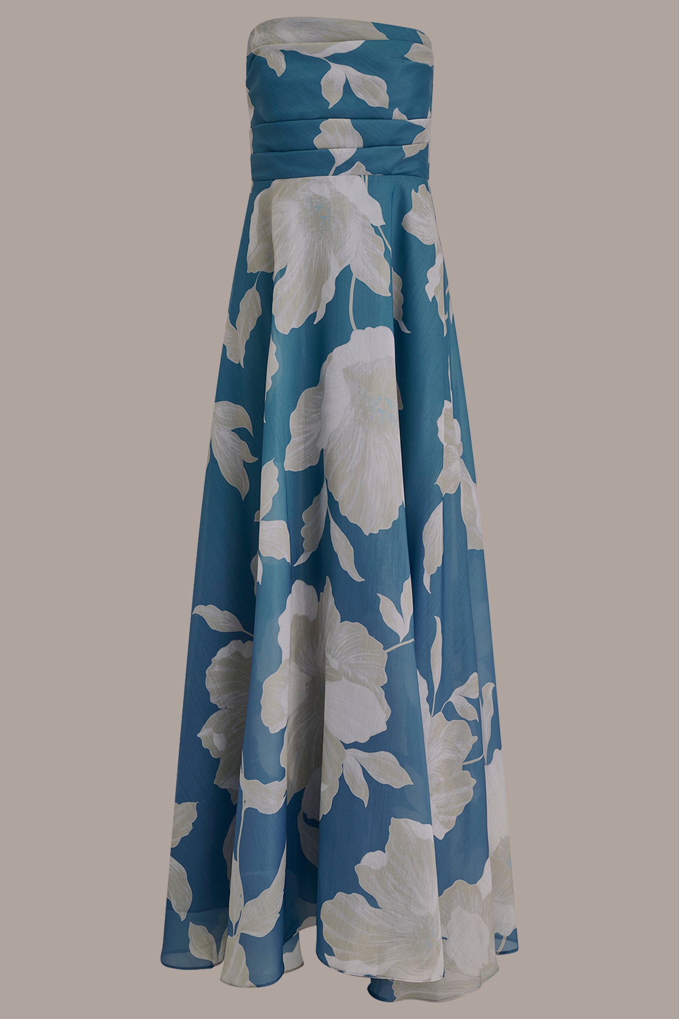 ORGANZA STRAPLESS FLORAL PLEATED GOWN VIEW 8 | New Dresses