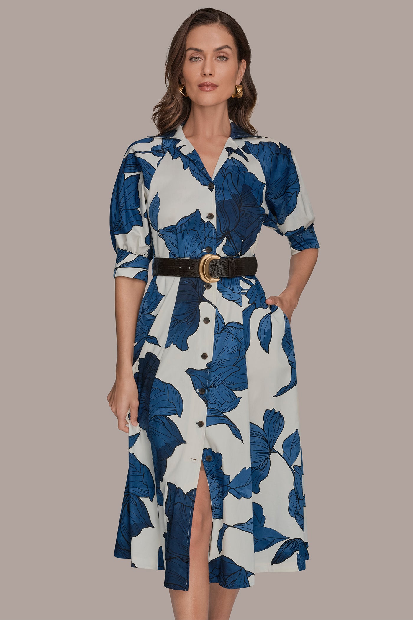 FLORAL BELTED MIDI SHIRT DRESS VIEW 6 | Dresses & Jumpsuits
