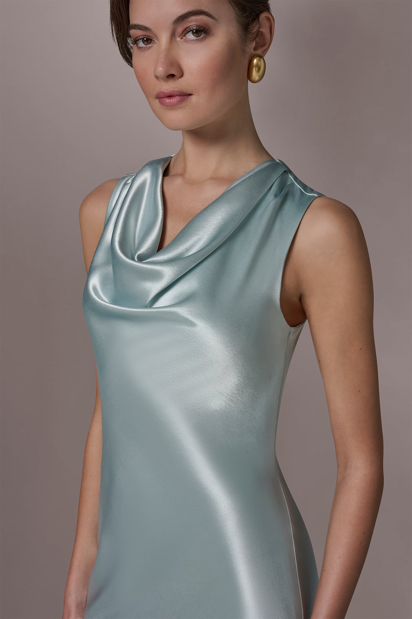 SATIN SLEEVELESS GOWN VIEW 4 | New Arrivals