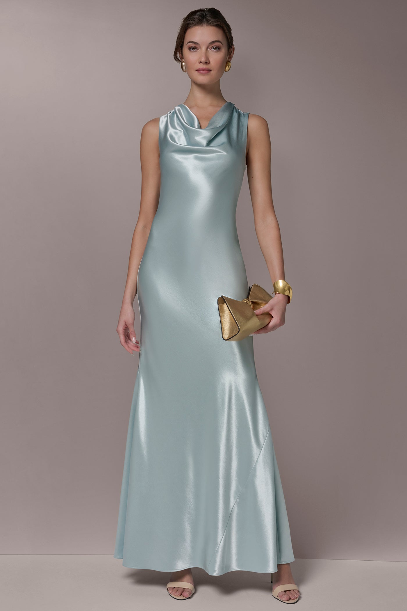 SATIN SLEEVELESS GOWN | View 1 | New Arrivals