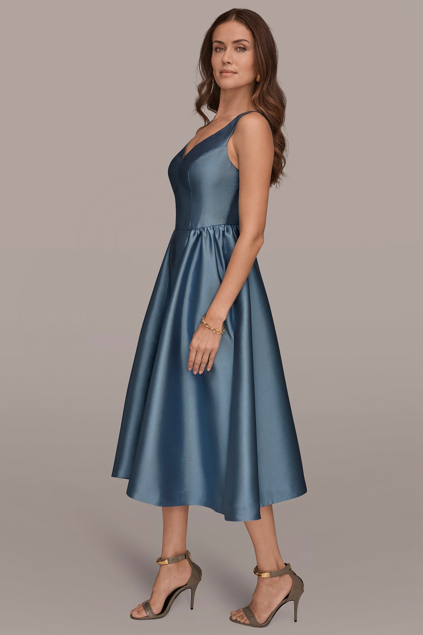 MIKADO SLEEVELESS FLORAL MIDI GOWN VIEW 3 | New Arrivals