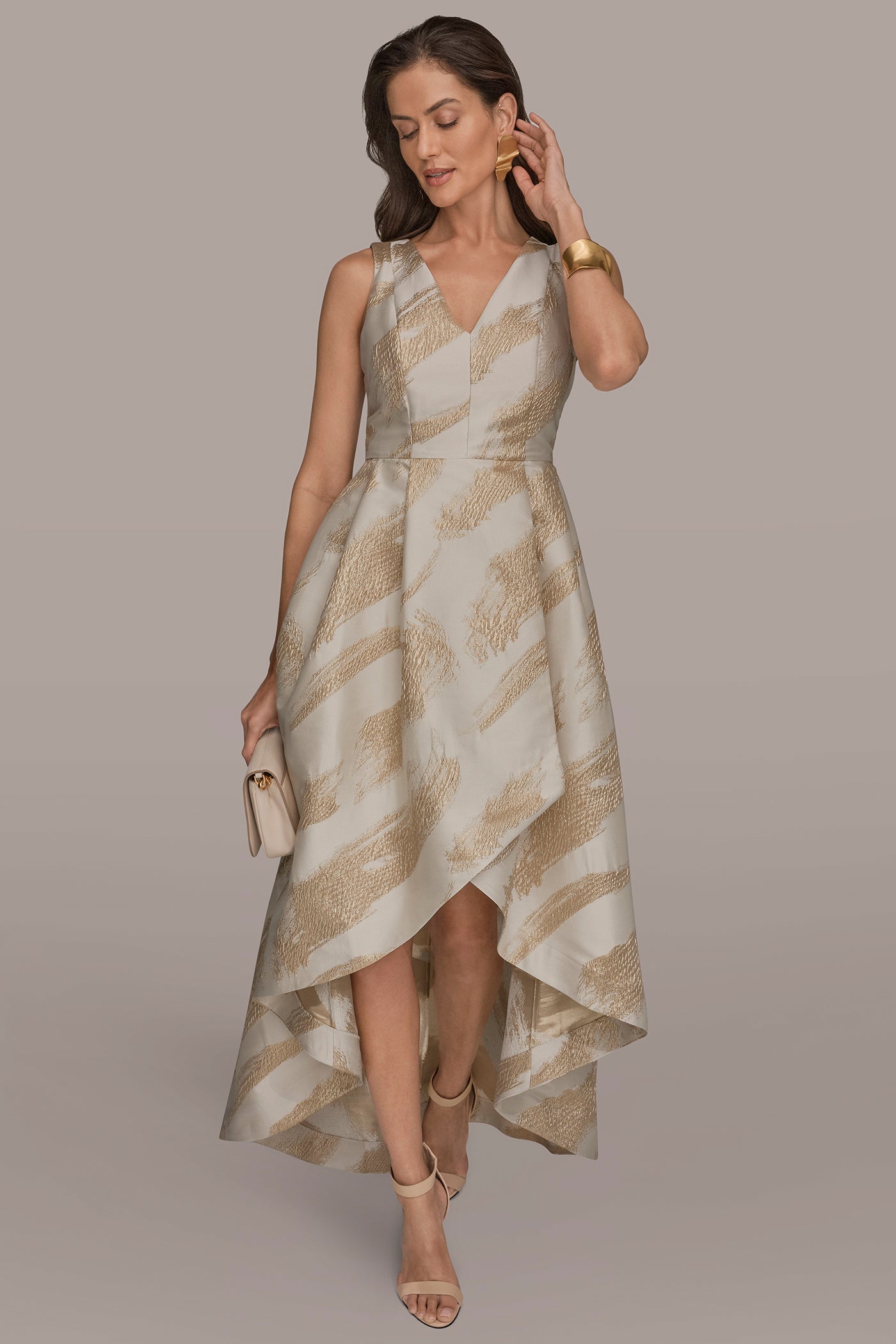 BRUSHSTROKE JACQUARD HIGH-LOW BALL GOWN VIEW 8 | New Dresses