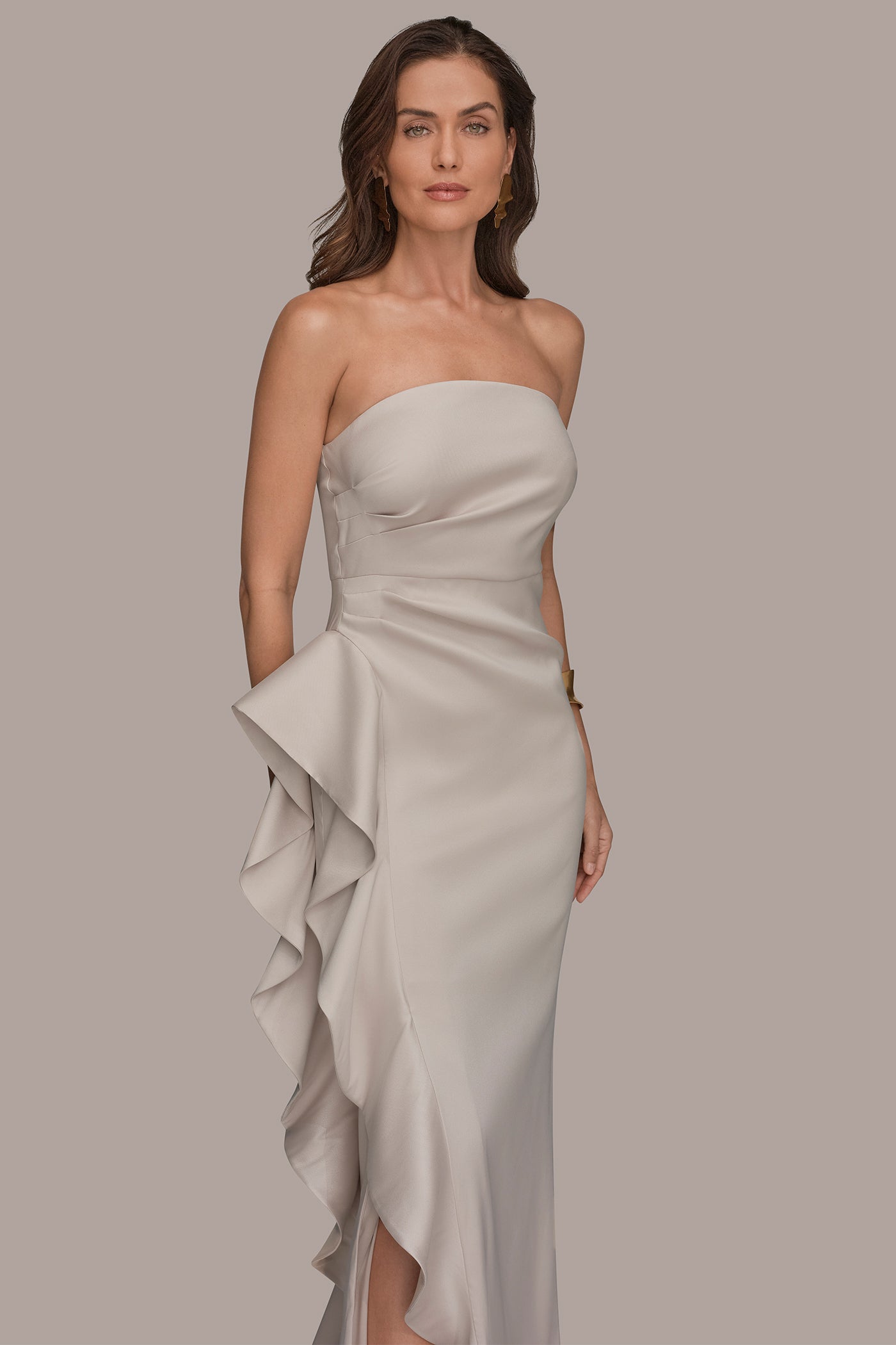 STRAPLESS SIDE RUFFLE GOWN VIEW 6 | Dresses & Jumpsuits