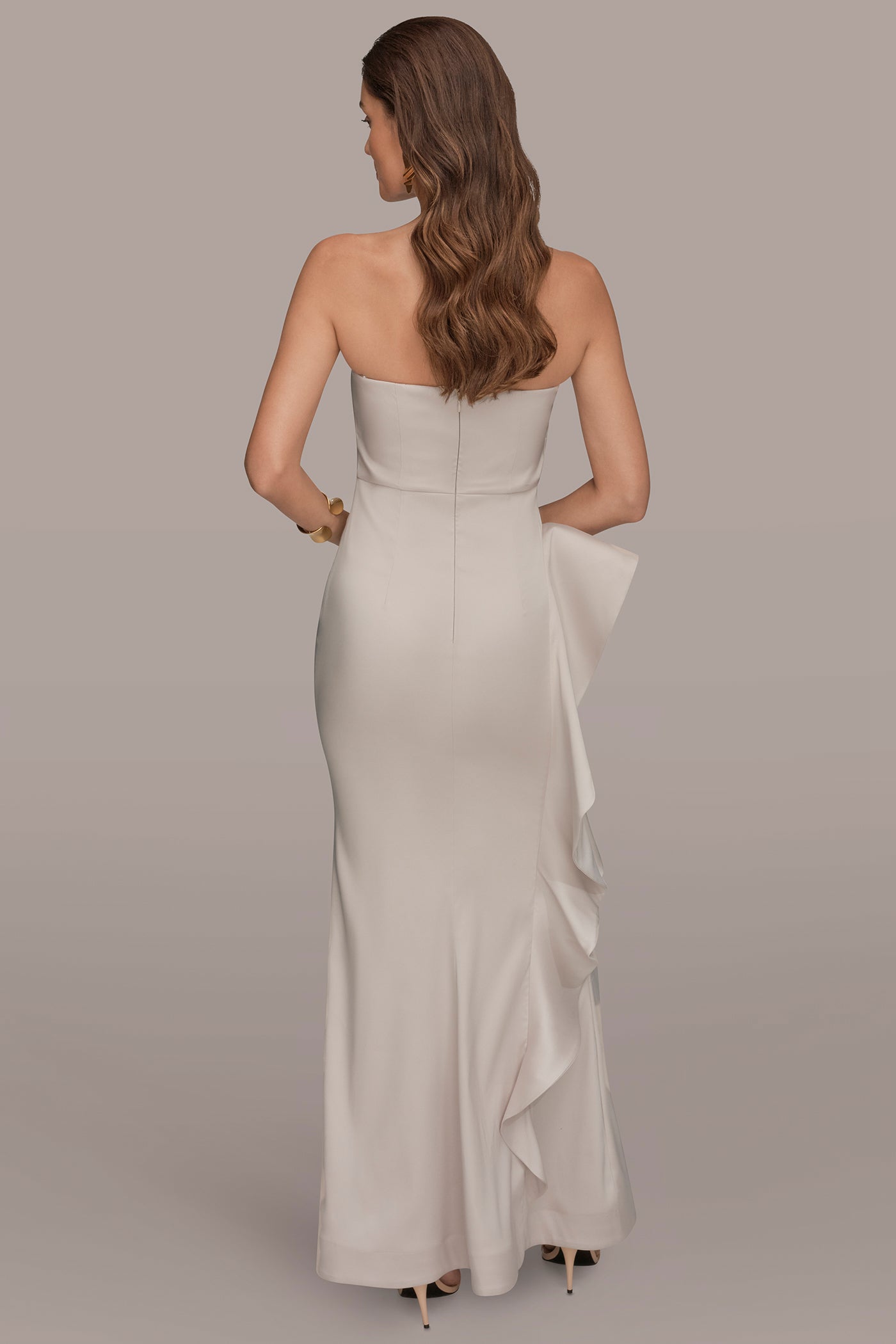 STRAPLESS SIDE RUFFLE GOWN | View 2 | Dresses & Jumpsuits