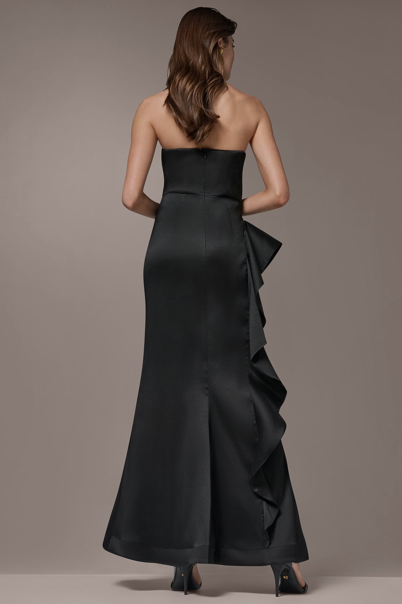 STRAPLESS SIDE RUFFLE GOWN | View 2 | Event Dressing