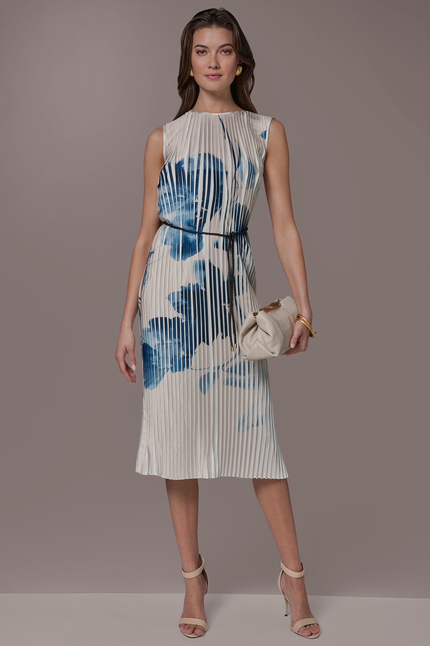 PRINTED PLEATED MIDI DRESS | View 1 | Dresses & Jumpsuits