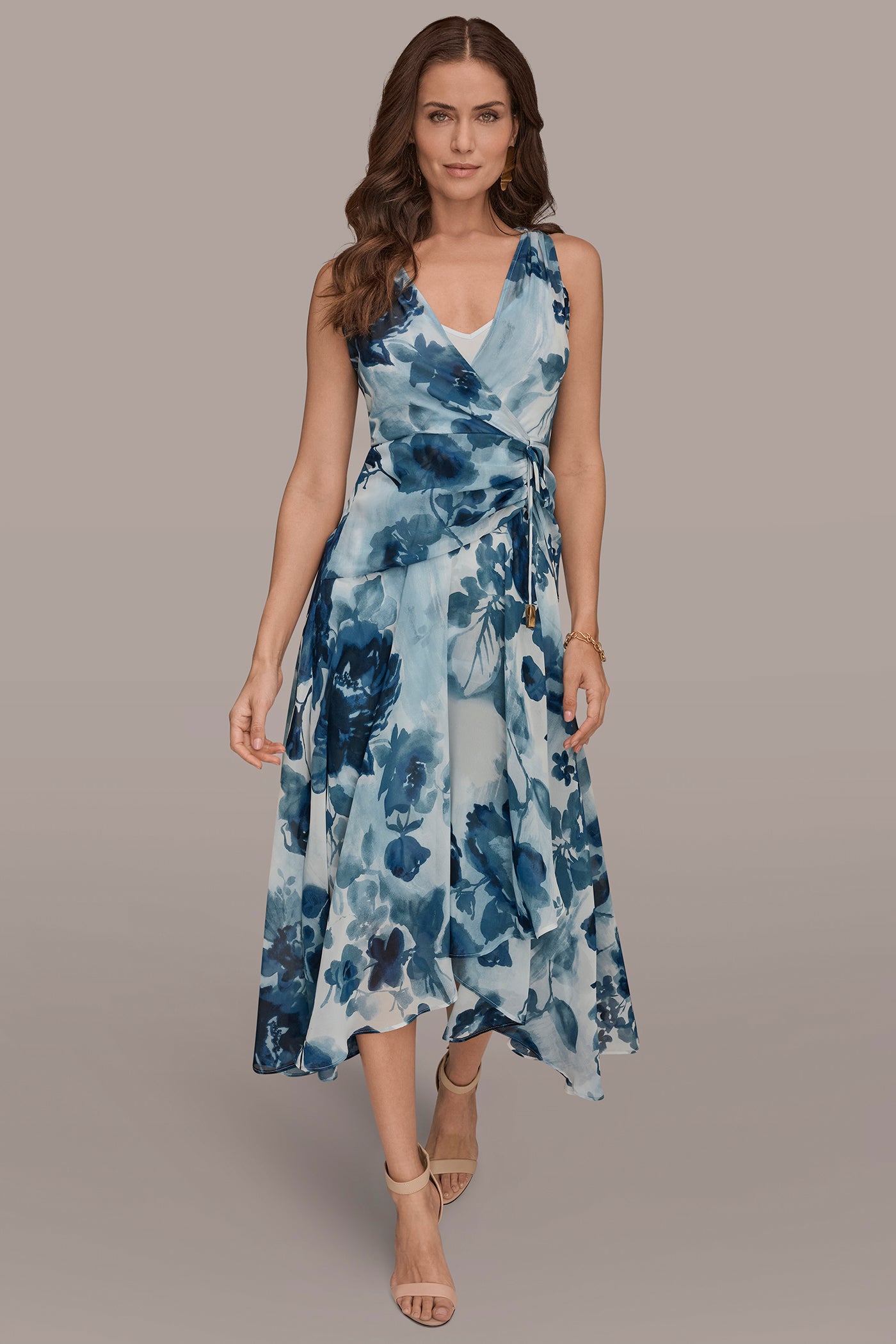 FLORAL FAUX WRAP A-LINE MIDI | View 1 | Dresses & Jumpsuits