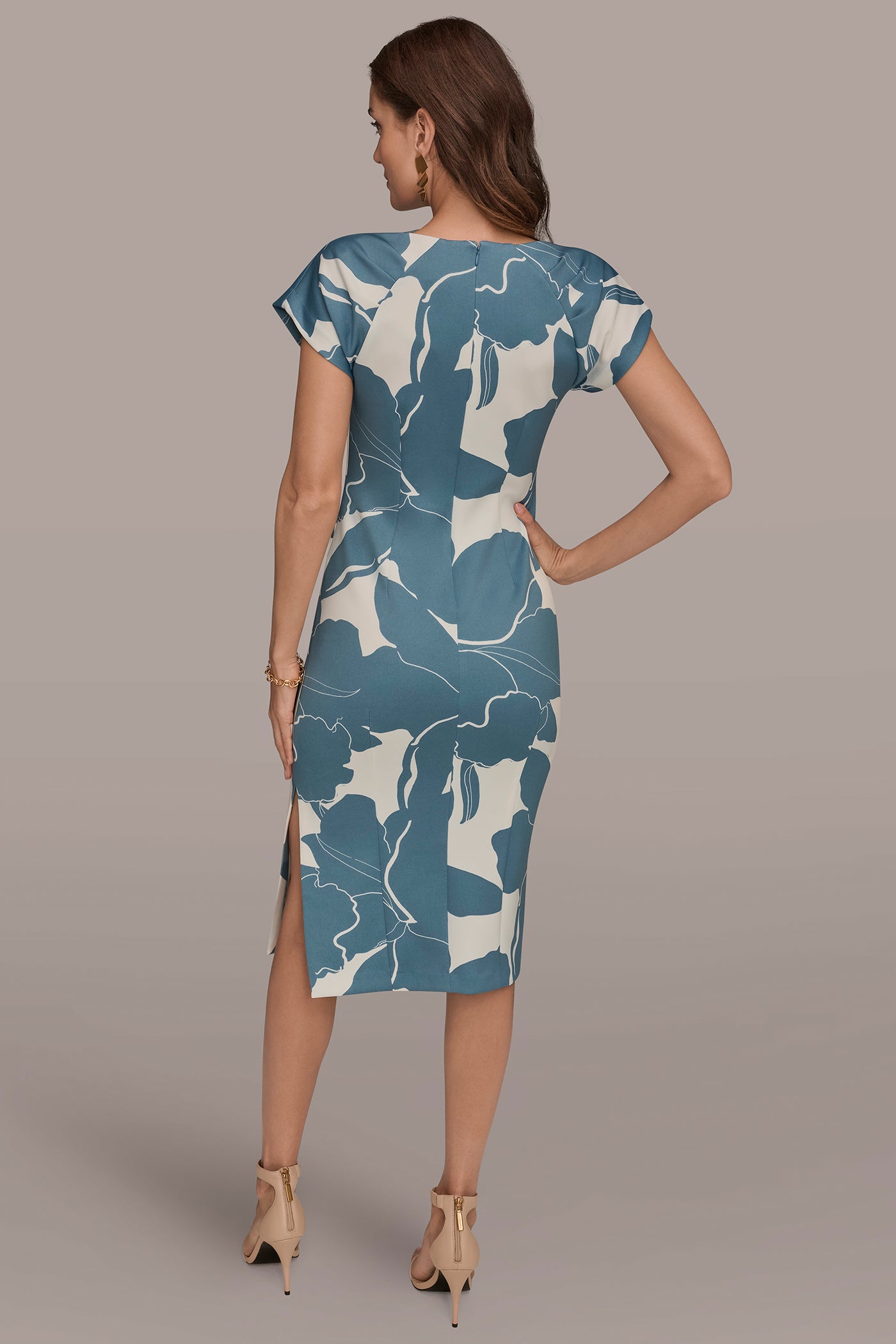 CAP SLEEVE FLORAL SCUBA SHEATH | View 2 | Dresses & Jumpsuits