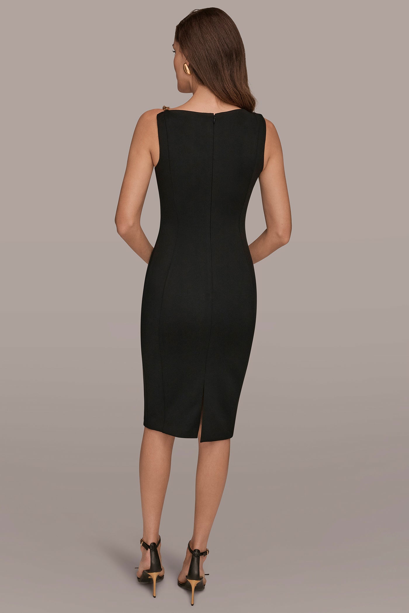 black one shoulder asymmetric neck midi dress Gibson Latimer Crepe Knit Asymmetric Neck One Shoulder Off-the-Shoulder Short Sleeve Ruch, Womens, XXL, Nugget