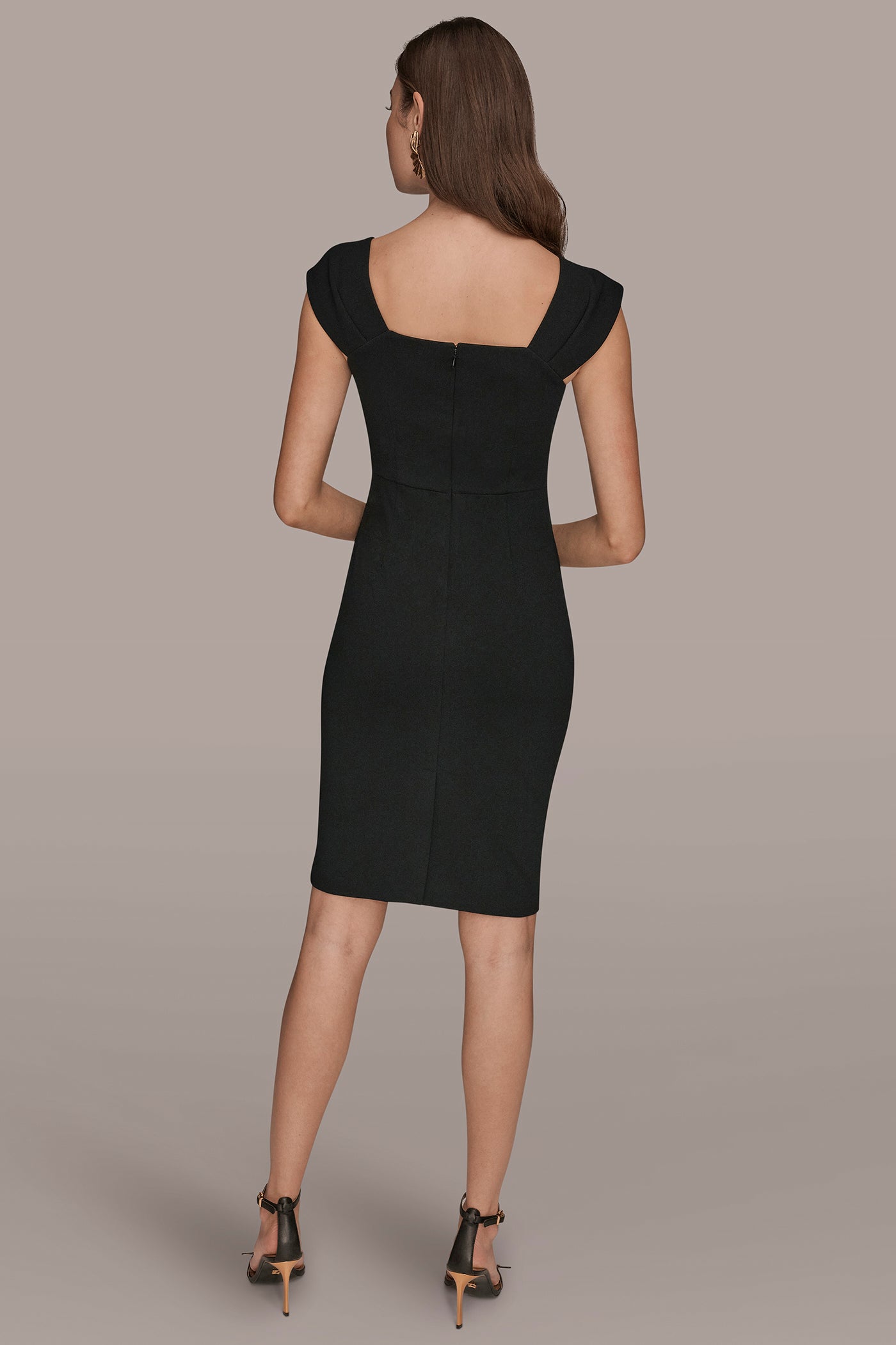 Short Sleeve Asymmetric Ruffle Sheath Dress | Sheath Dress | Donna Karan Short Sleeve Asymmetric Ruffle Sheath Dress | Sheath Dress | Donna Karan