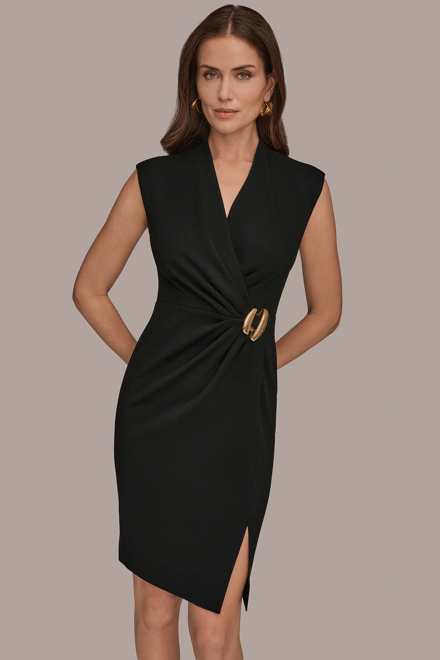 SLEEVELESS WRAP-EFFECT SHEATH DRESS VIEW 6 | New Dresses