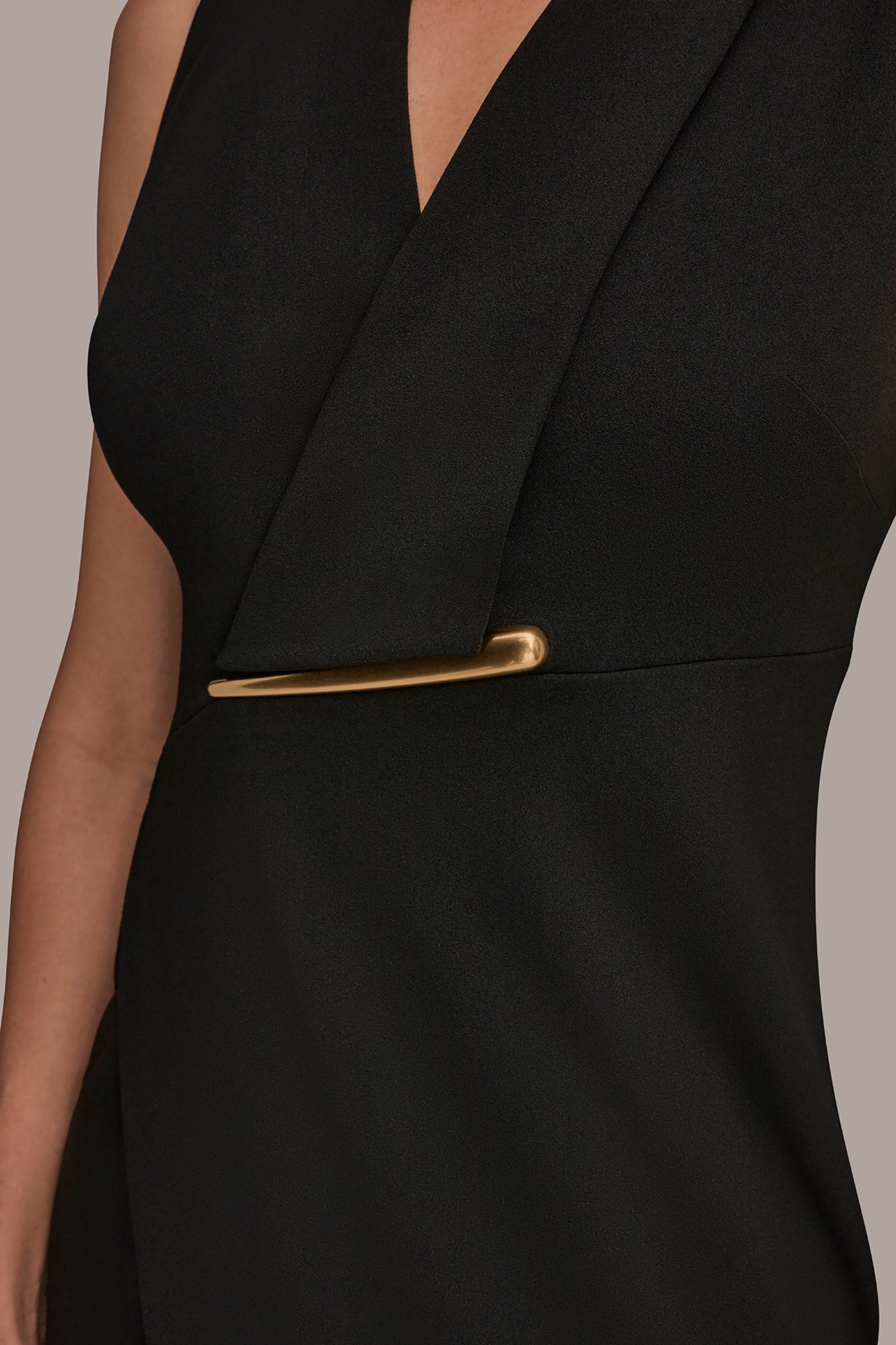 Donna Karan Women's Sleeveless Wrap V-Neck Sheath Dress in Black Donna Karan Women's Sleeveless Wrap V-Neck Sheath Dress in Black