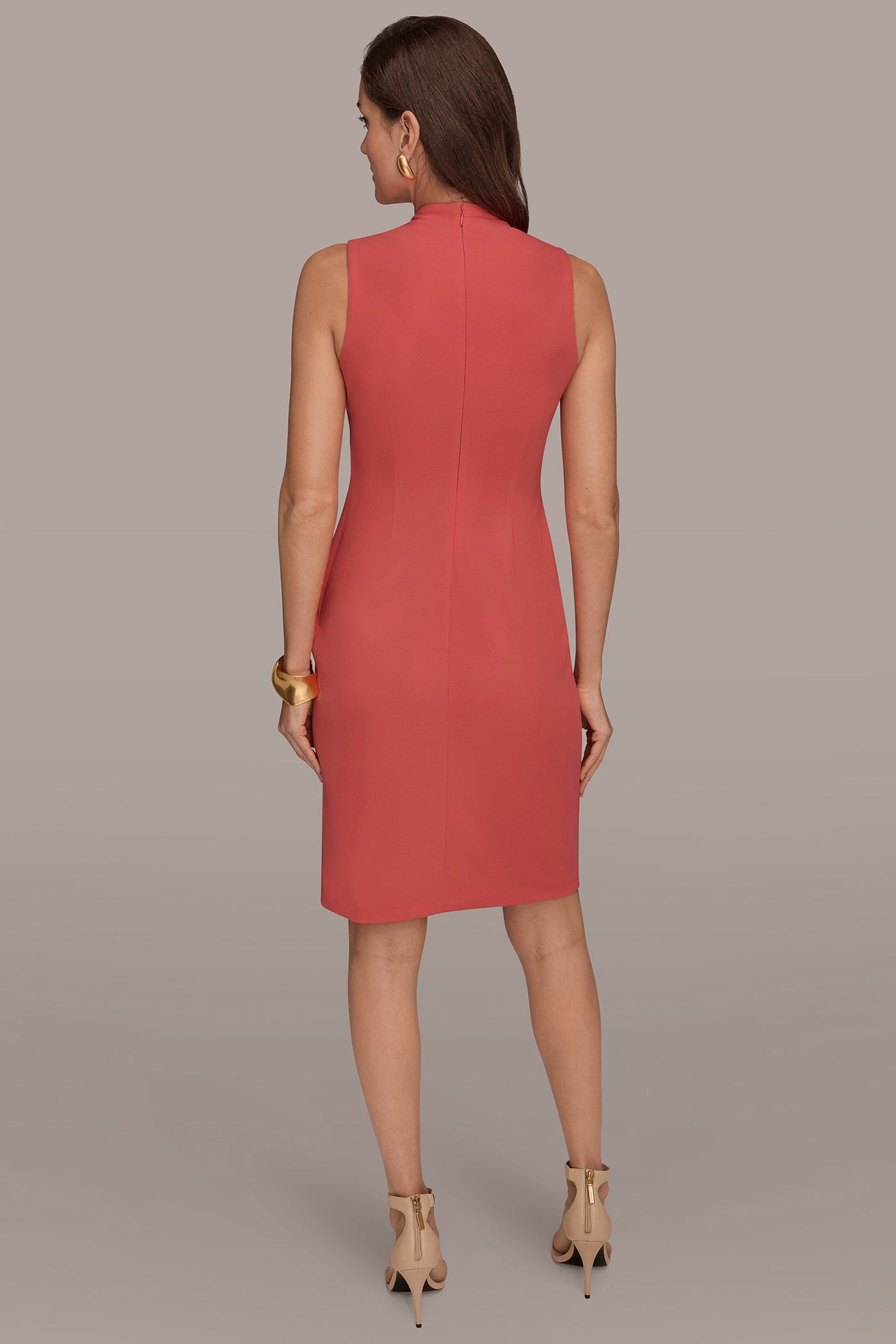 pink sleeveless sheath dress Pearl Trim Sleeveless Mini Dress Pink / M