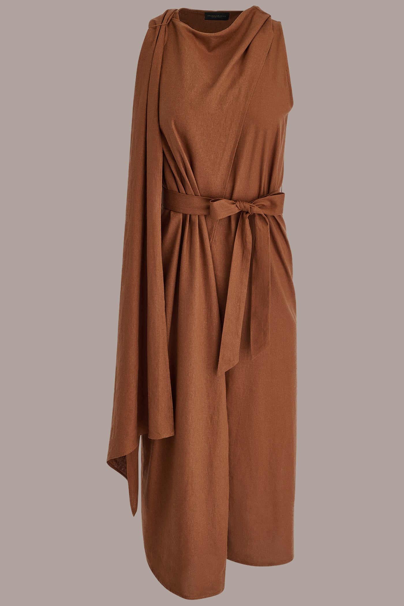 LINEN NECK SCARF A LINE MIDI VIEW 8 | Essential Dresses