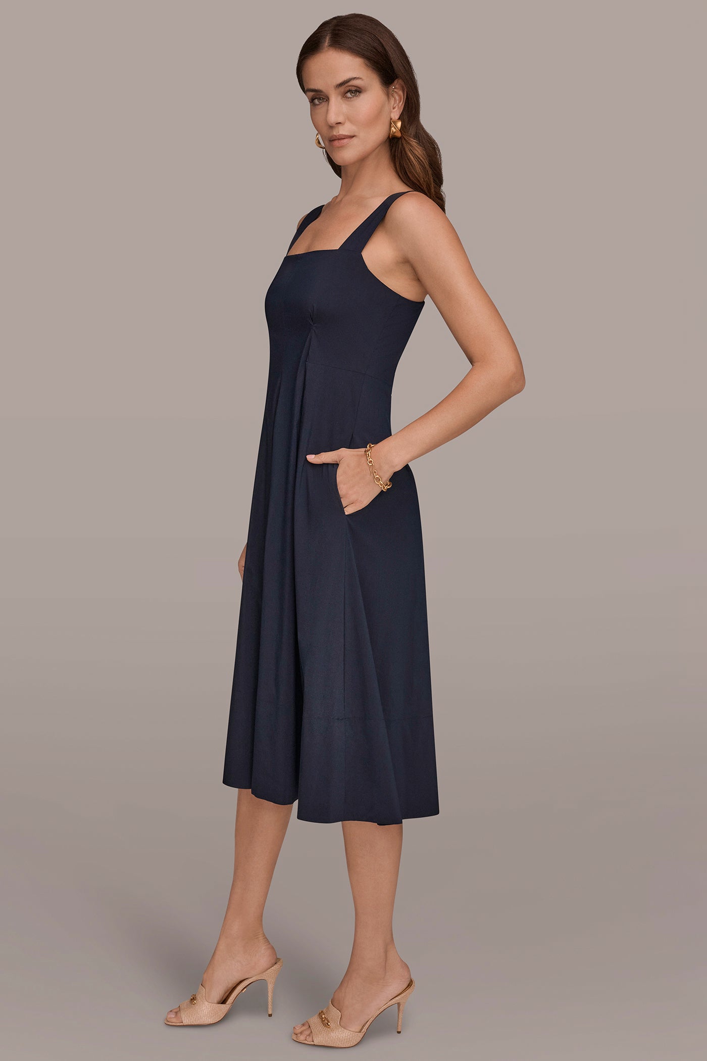 SQUARE NECK A-LINE DRESS VIEW 3 | Clothing