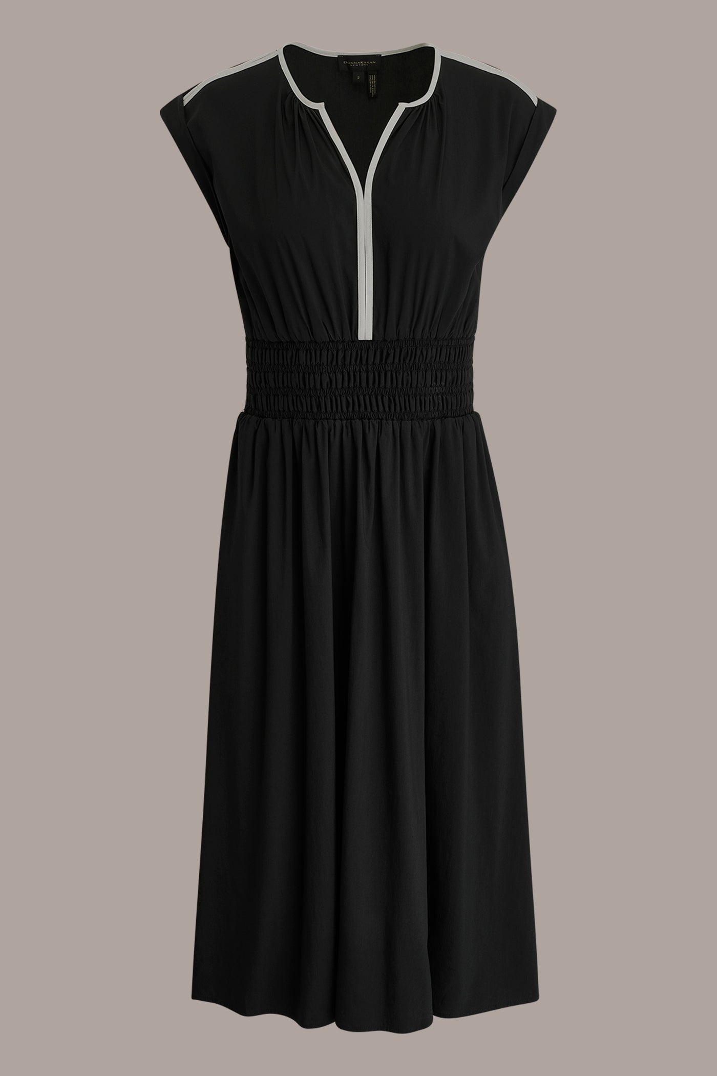 CAP-SLEEVE PIPED MIDI A-LINE DRESS VIEW 7 | New Dresses