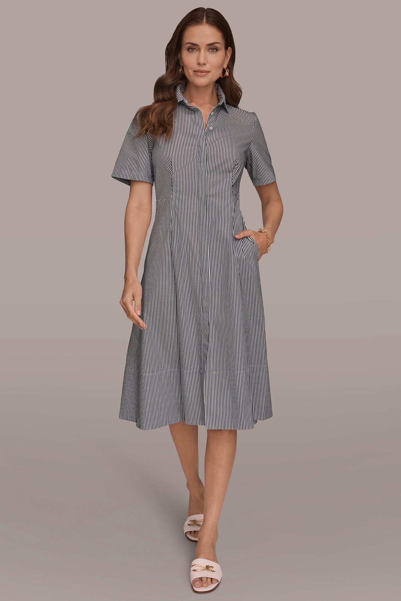 Cotton Poplin Striped Midi Shirt Dress | Shirt Dress | Donna Karan Cotton Poplin Striped Midi Shirt Dress | Shirt Dress | Donna Karan