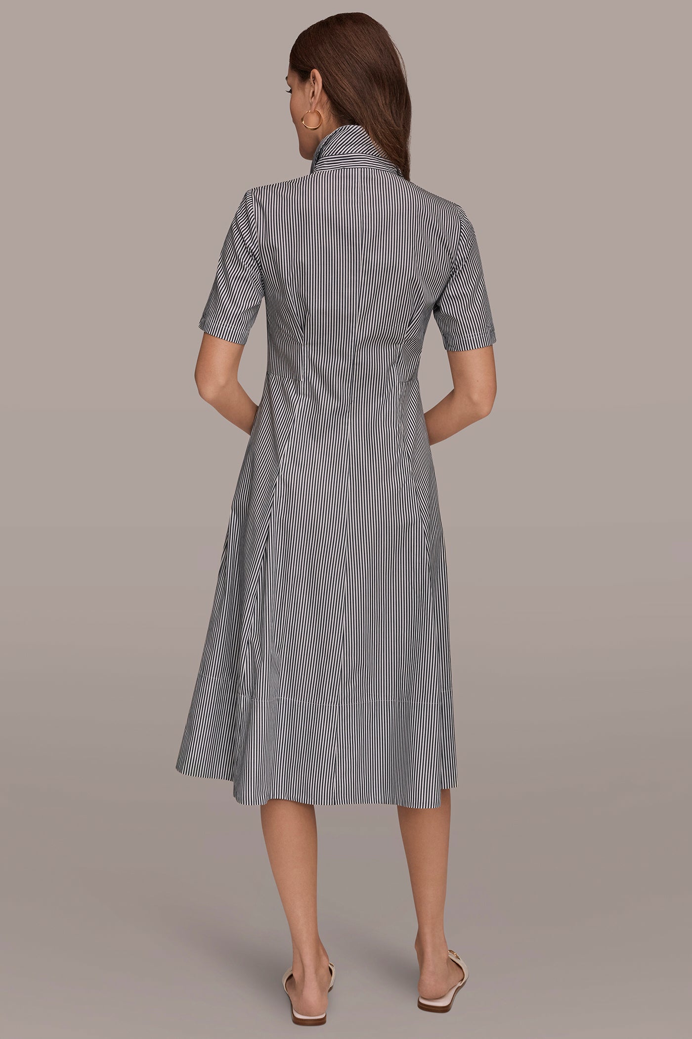 COTTON-POPLIN STRIPED MIDI SHIRT DRESS | View 2 | New Arrivals