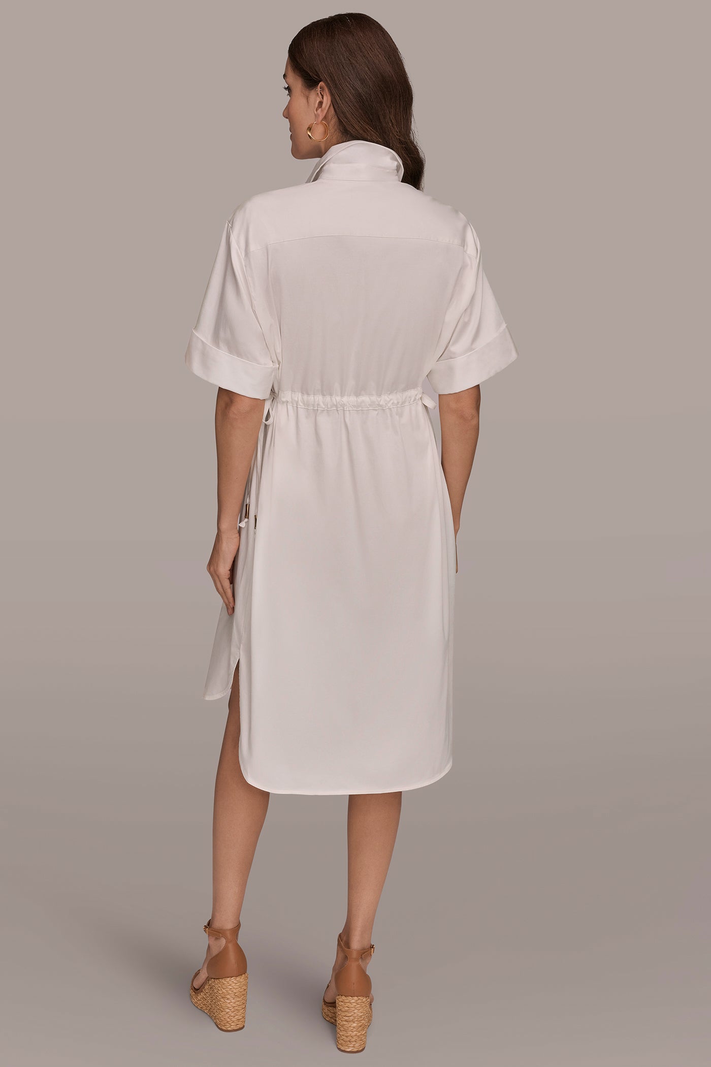 Cotton Sateen Drawstring Shirt Dress | Shirt Dress | Donna Karan Cotton Sateen Drawstring Shirt Dress | Shirt Dress | Donna Karan