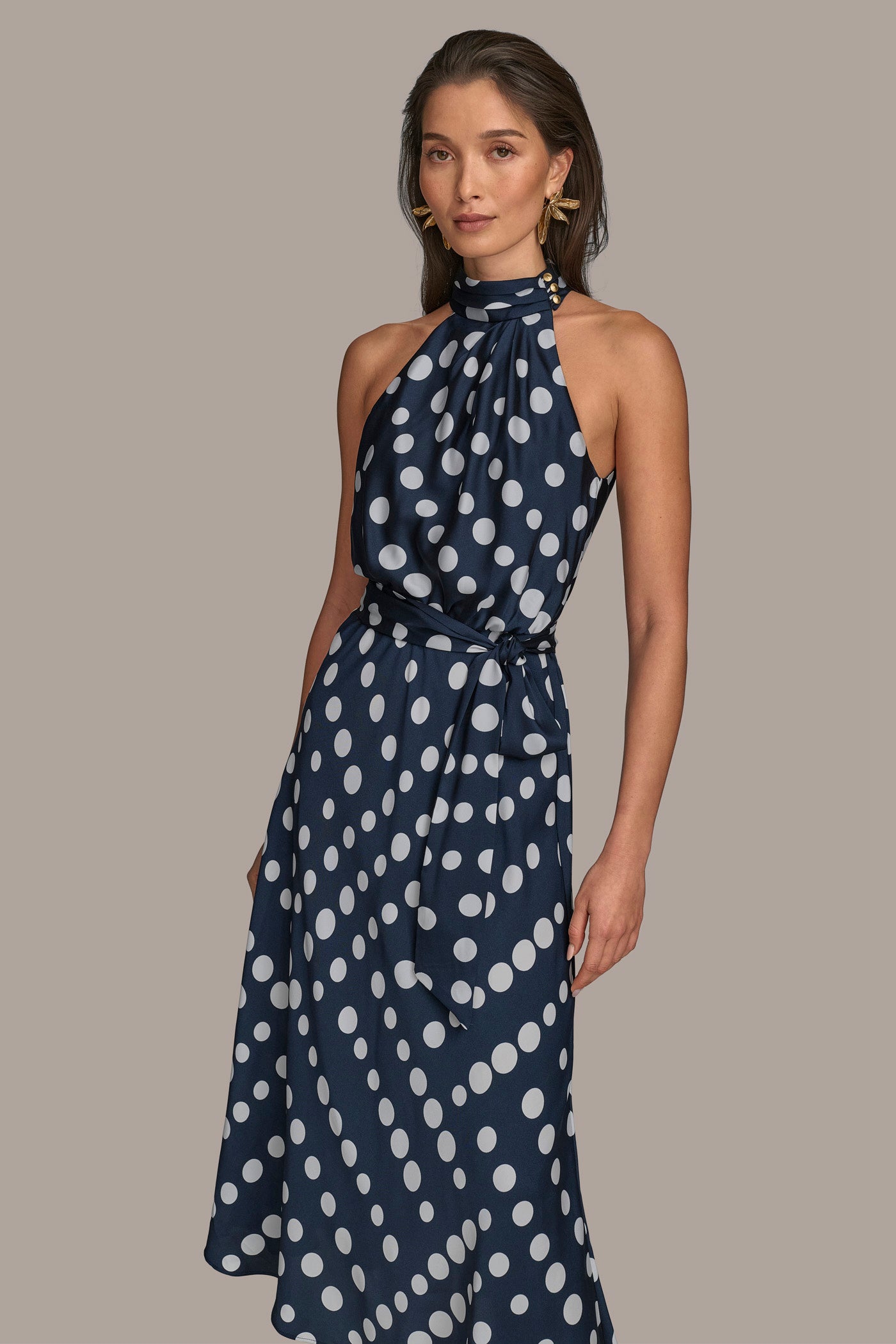 Polka Dot A Line Midi Dress | Donna Karan