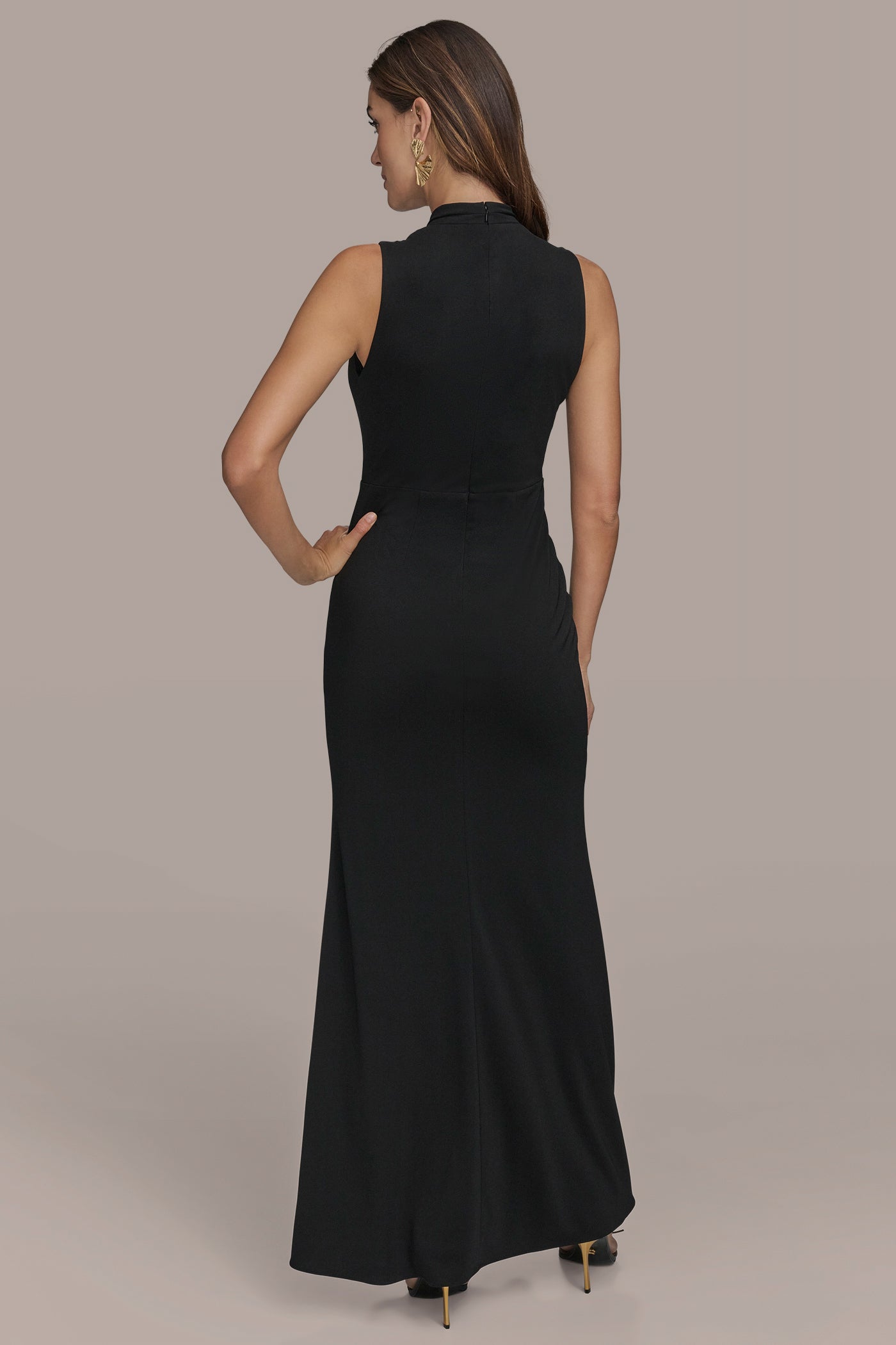 SLEEVELESS WRAP-EFFECT RUFFLE MAXI GOWN | View 2 | Event Dressing